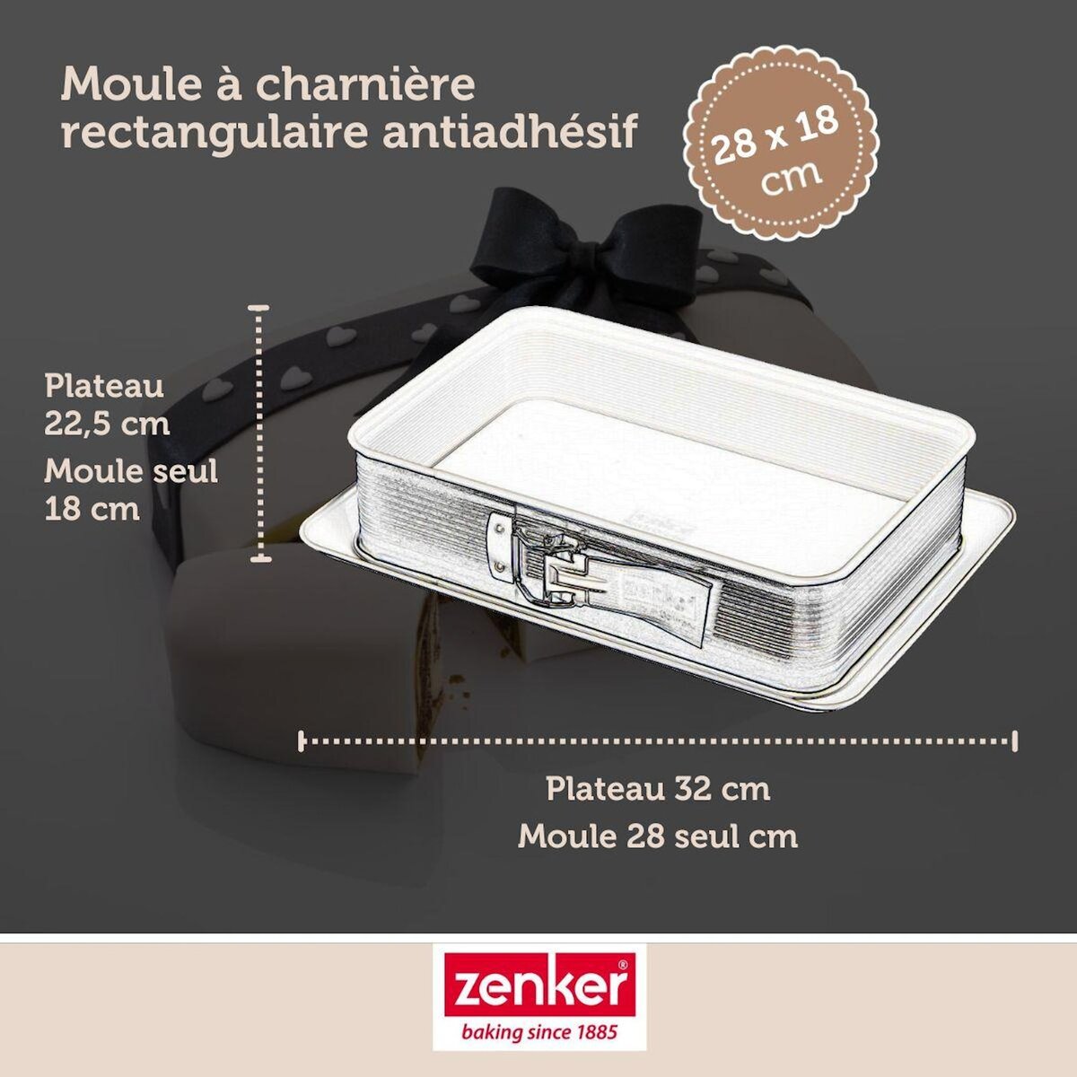 ZENKER Set pâtisserie avec moule à charnière 28 x 18 cm, 2 bols à mixer, verre mesureur et spatule Zenker