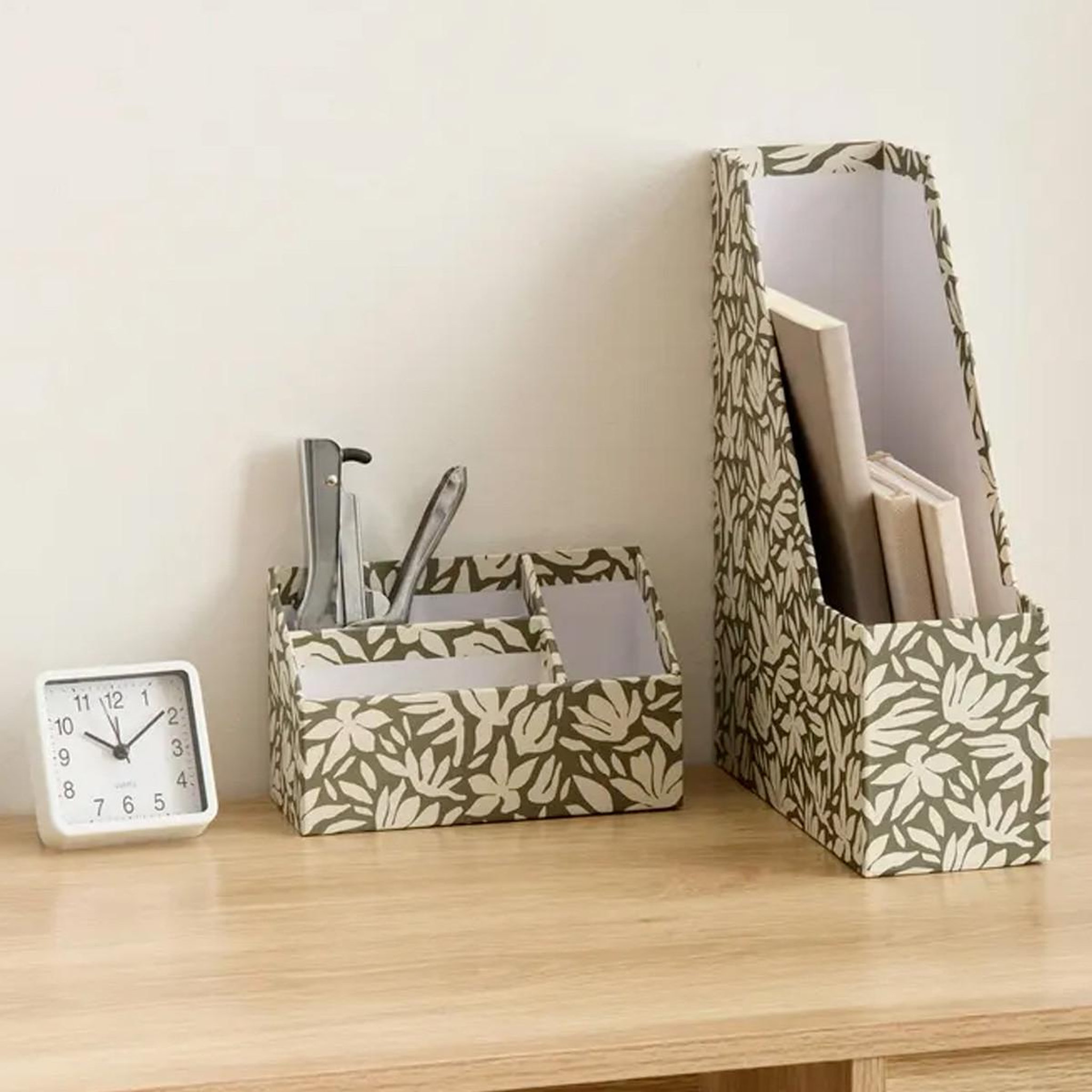 Voir la diapositive 3 : FIVE Organiseur de bureau 3 compartiments  floréa  19cm vert