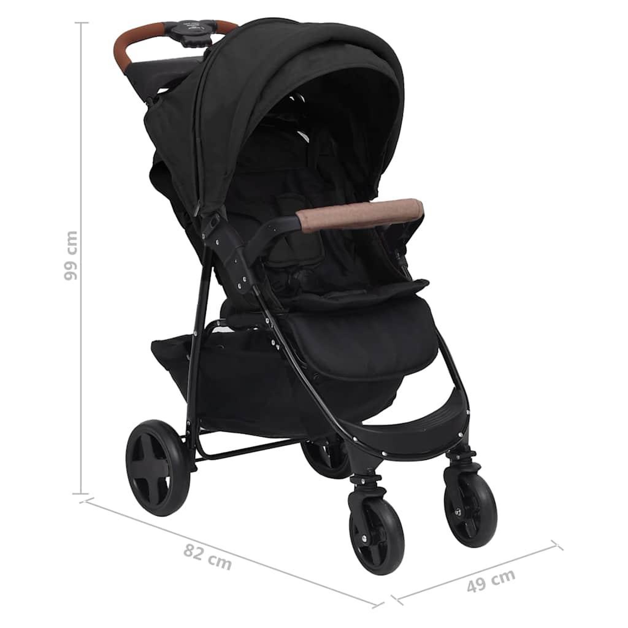 Voir la diapositive 6 : VIDAXL Poussette pour bebe 2-en-1 Anthracite Acier