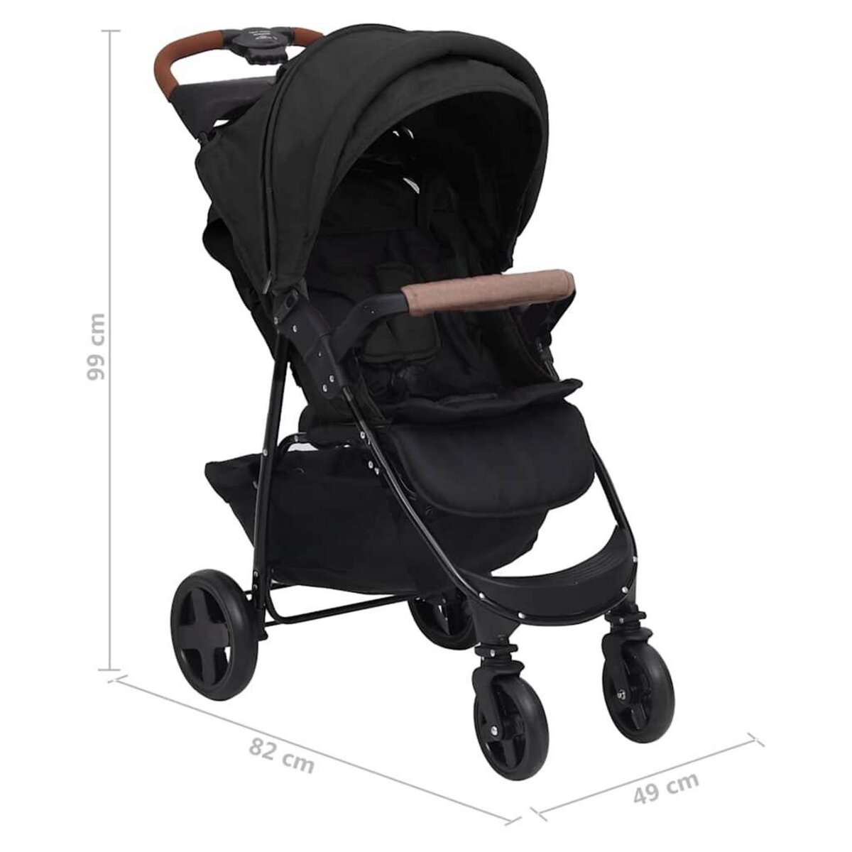 VIDAXL Poussette pour bebe 2-en-1 Anthracite Acier