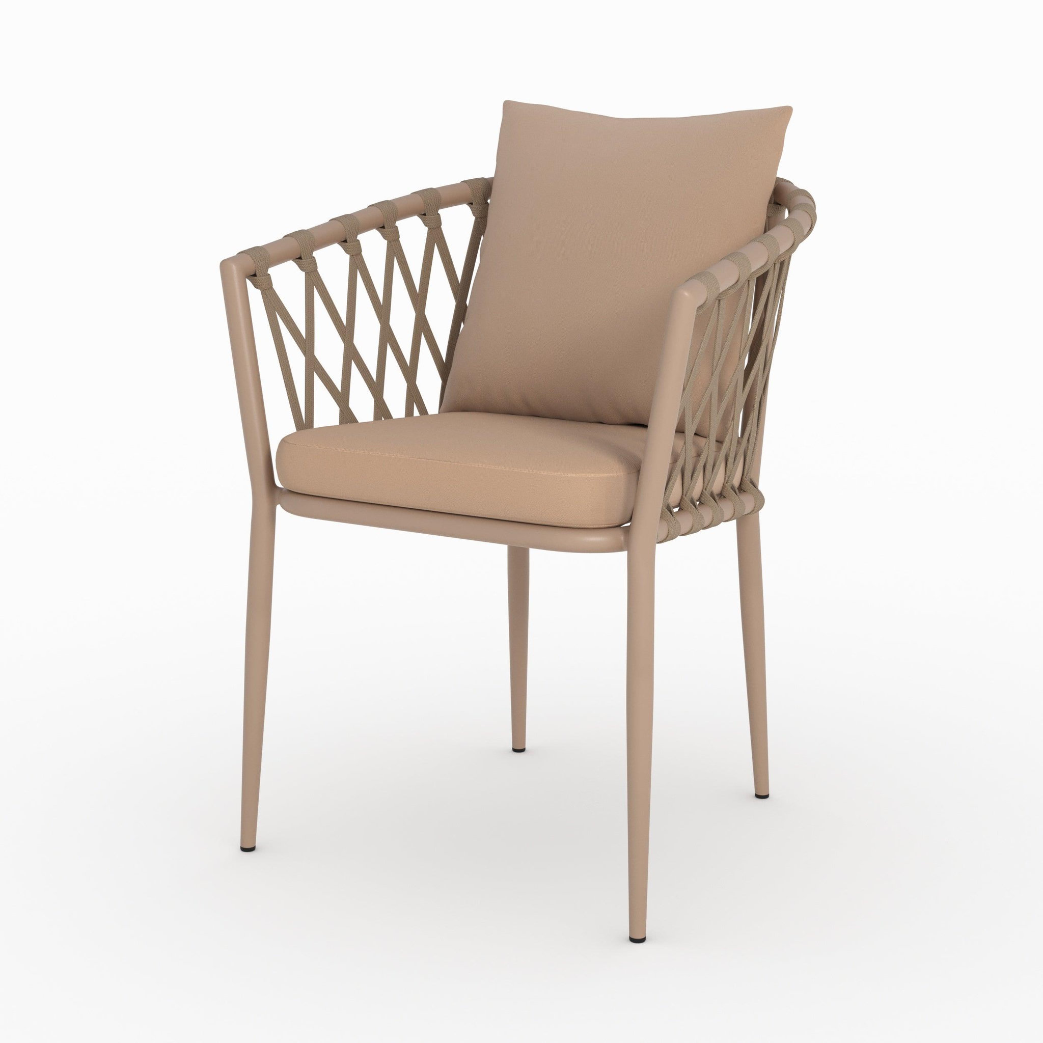 Voir la diapositive 3 : MAISON PAVANE Lot de 2 chaises de jardin en métal et tissu taupe-dulcy
