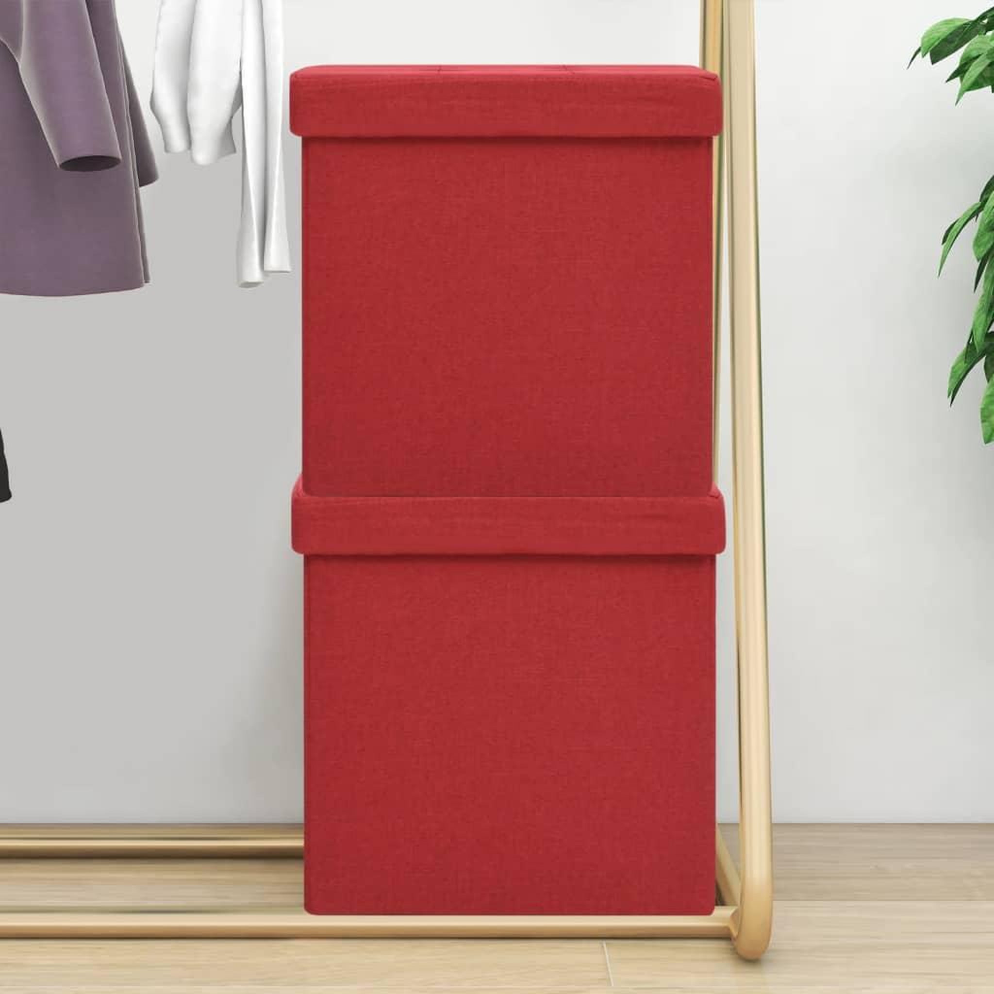 Voir la diapositive 1 : VIDAXL Tabourets de rangement pliables lot de 2 bordeaux Faux lin