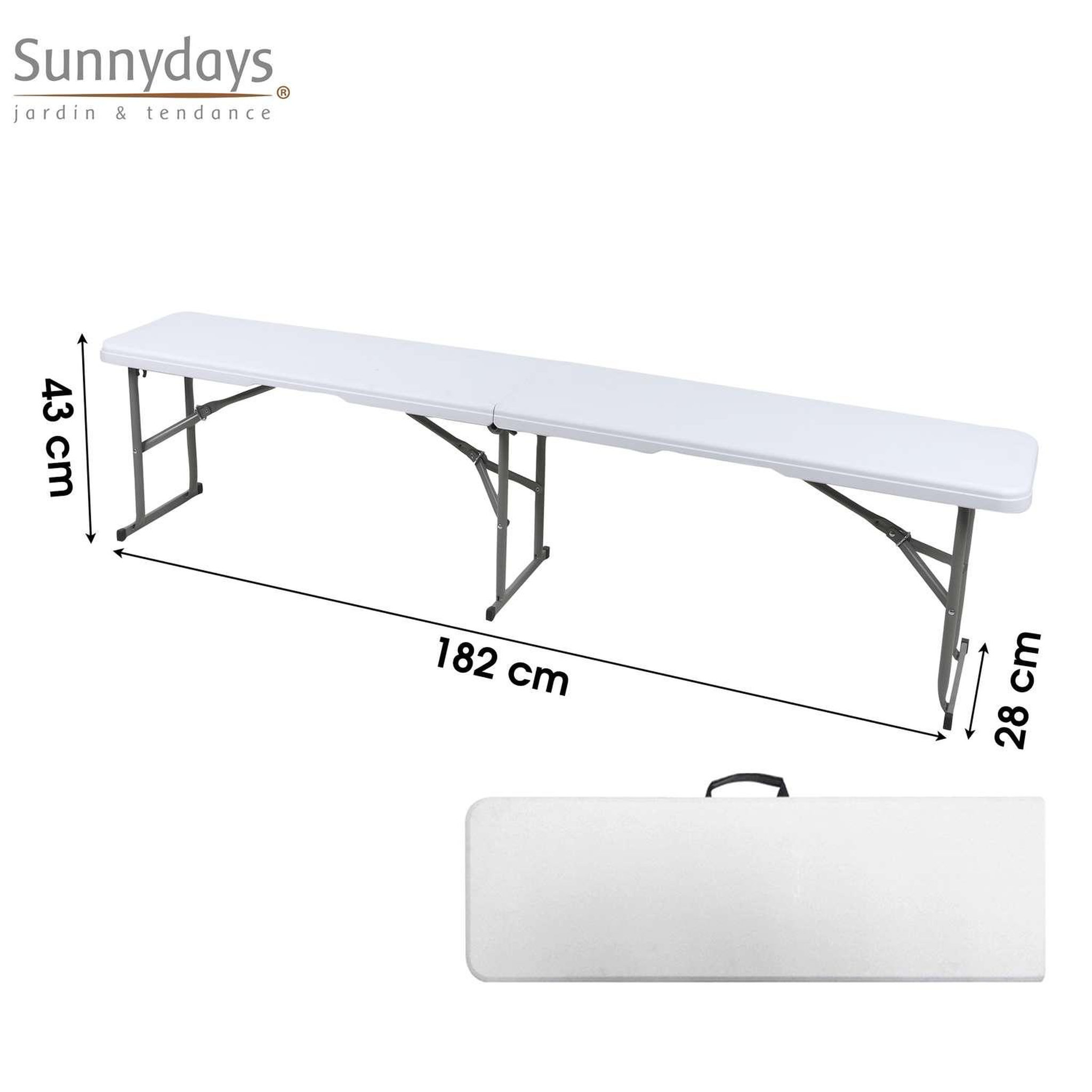 Voir la diapositive 3 : SUNNYDAYS Banc de réception pliable pour 3 à 4 personnes - Blanc