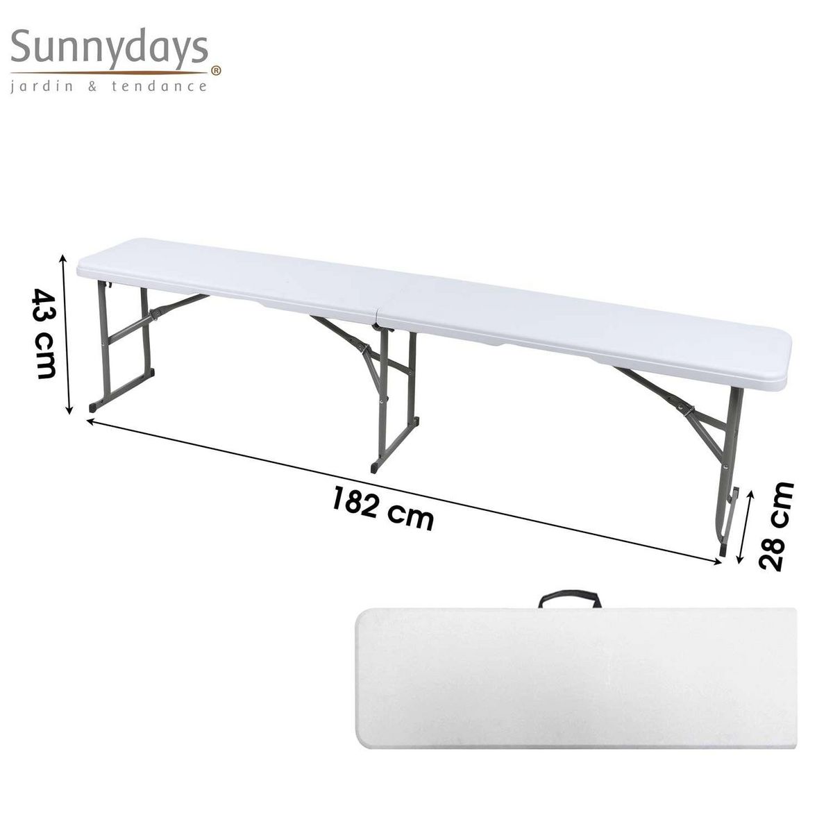 SUNNYDAYS Banc de réception pliable pour 3 à 4 personnes - Blanc