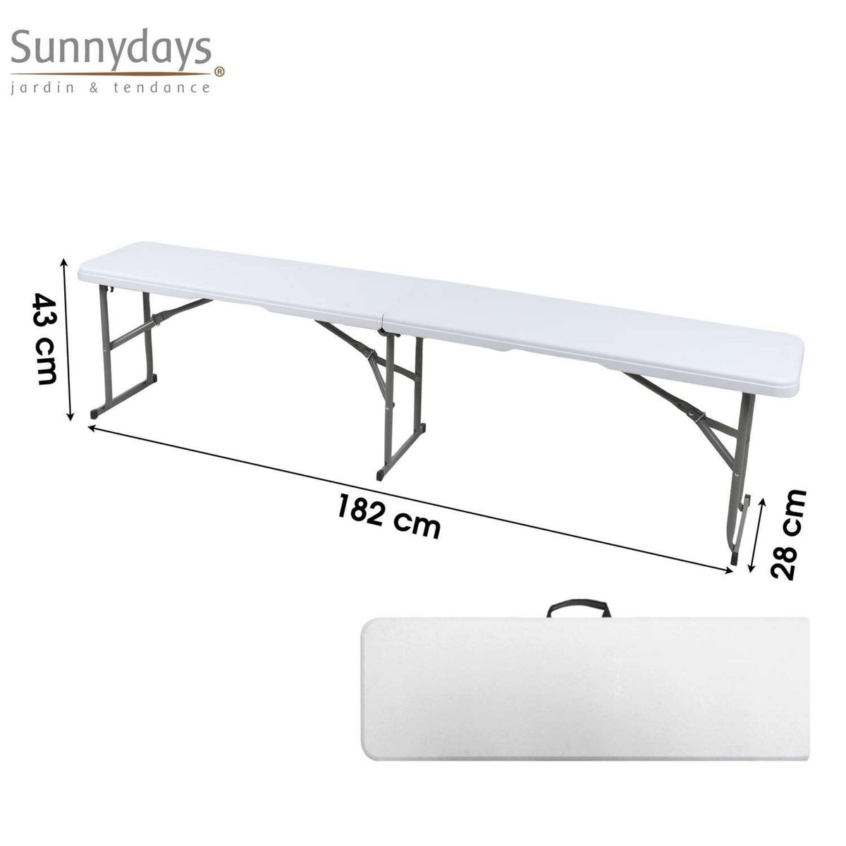 SUNNYDAYS Banc de réception pliable pour 3 à 4 personnes - Blanc