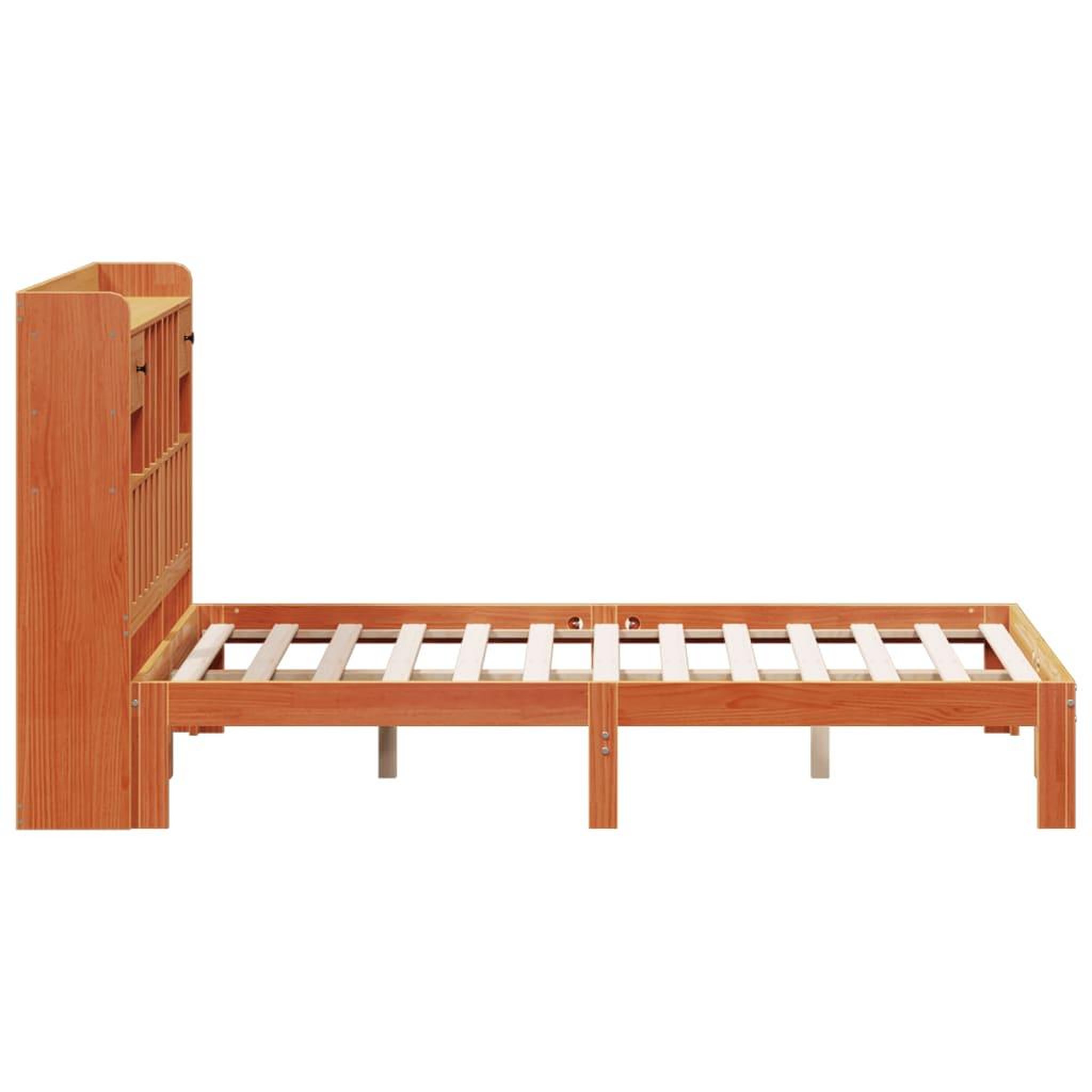 Voir la diapositive 5 : VIDAXL Lit bibliotheque sans matelas cire marron 135x190 cm pin massif