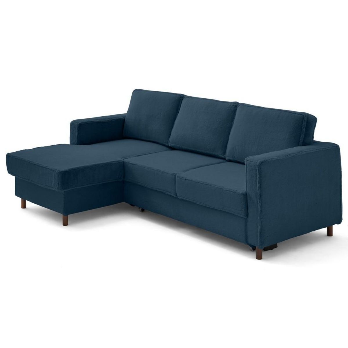 LISA DESIGN Jake - canapé d'angle gauche 4 places convertible avec coffre en fausse fourrure