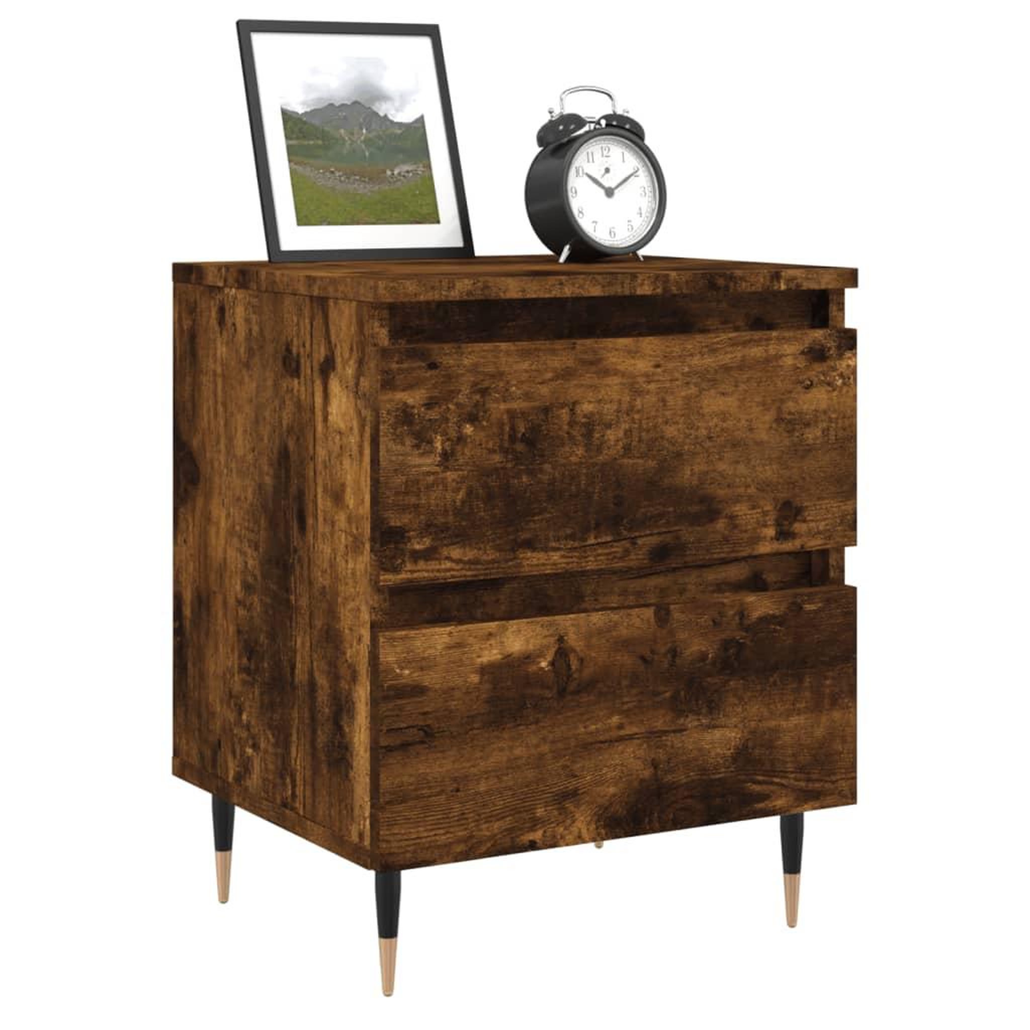 Voir la diapositive 3 : VIDAXL Tables de chevet 2 pcs chene fume 40x35x50 cm bois ingenierie