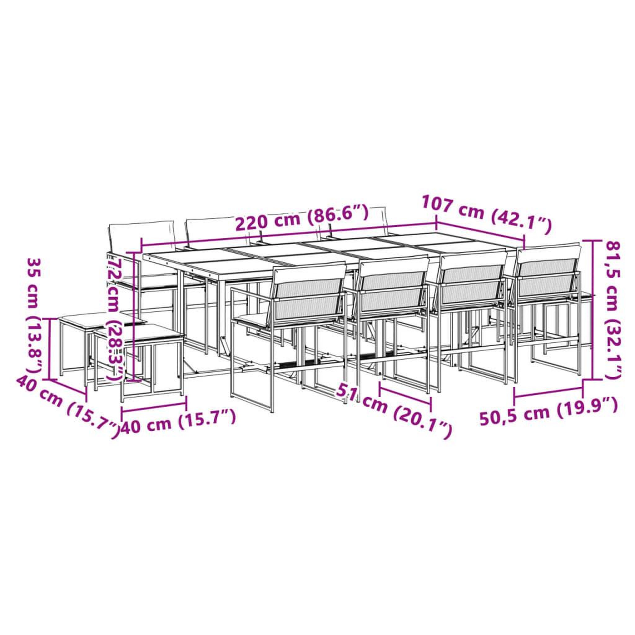 Voir la diapositive 6 : VIDAXL Ensemble a manger de jardin avec coussins 13pcs blanc textilene