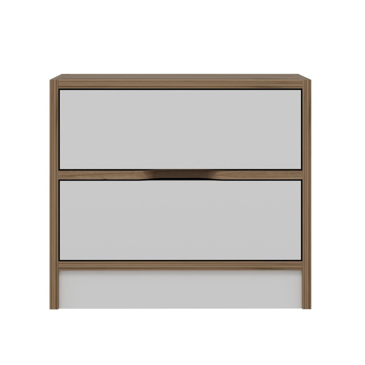 CONCEPT USINE Table de chevet bois et blanc 2 tiroirs MOLDE