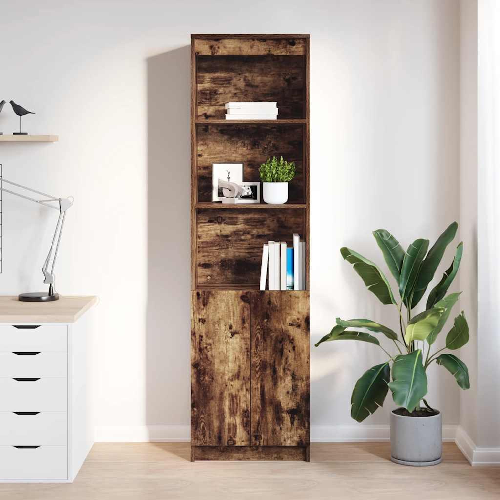 Voir la diapositive 3 : VIDAXL Buffet haut chene fume 50x35x180 cm bois d'ingenierie