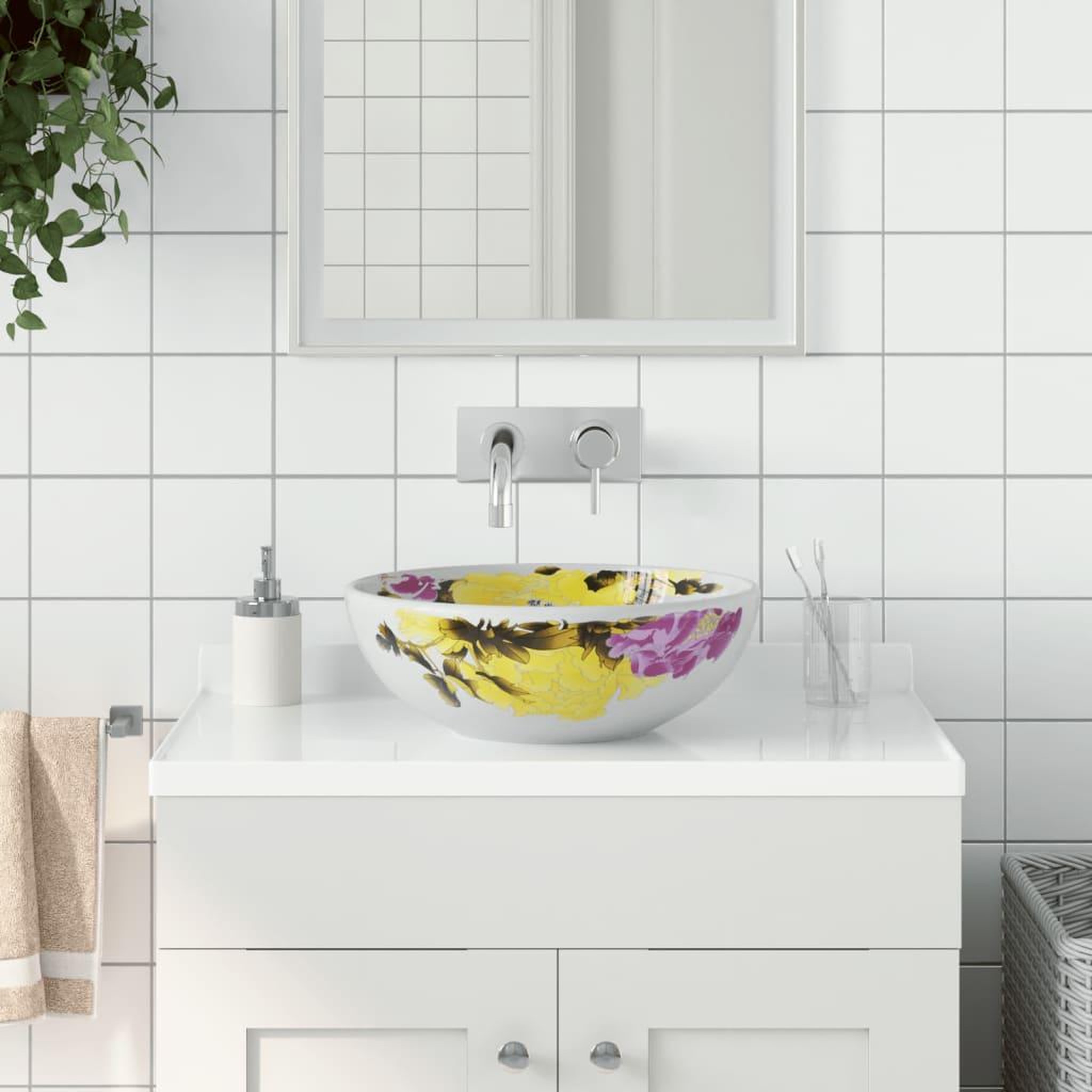 VIDAXL Vasque a poser multicolore rond Φ41x14 cm ceramique