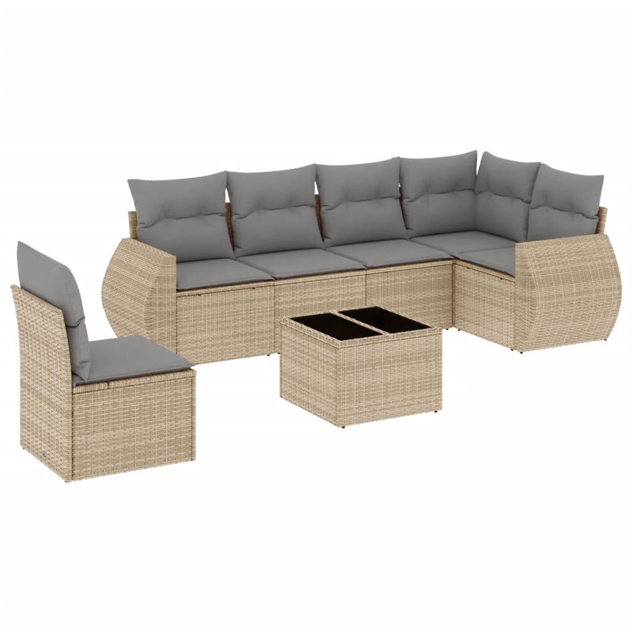 Voir la diapositive 2 : VIDAXL Salon de jardin avec coussins 7 pcs beige resine tressee