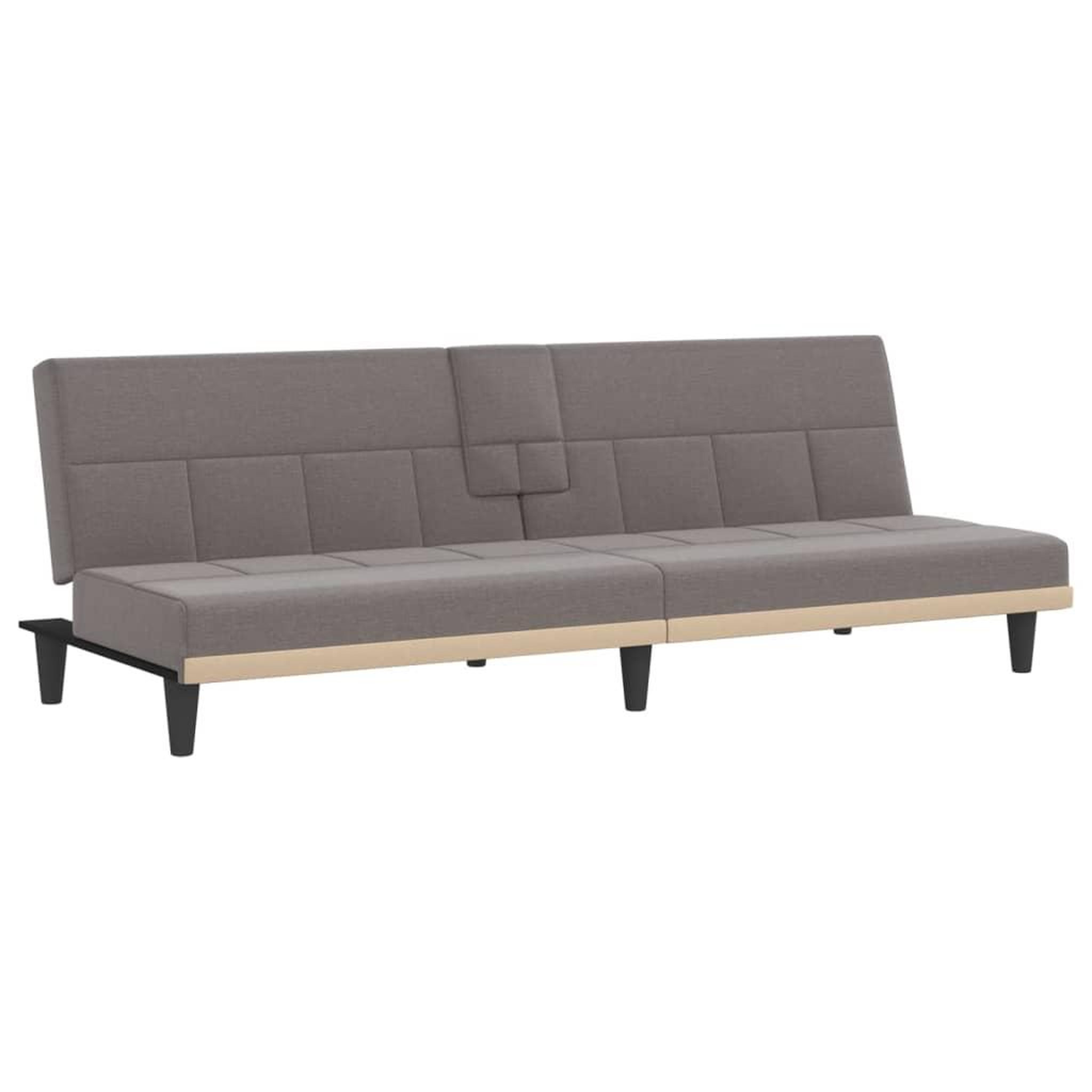 Voir la diapositive 2 : VIDAXL Canape-lit avec porte-gobelets taupe tissu