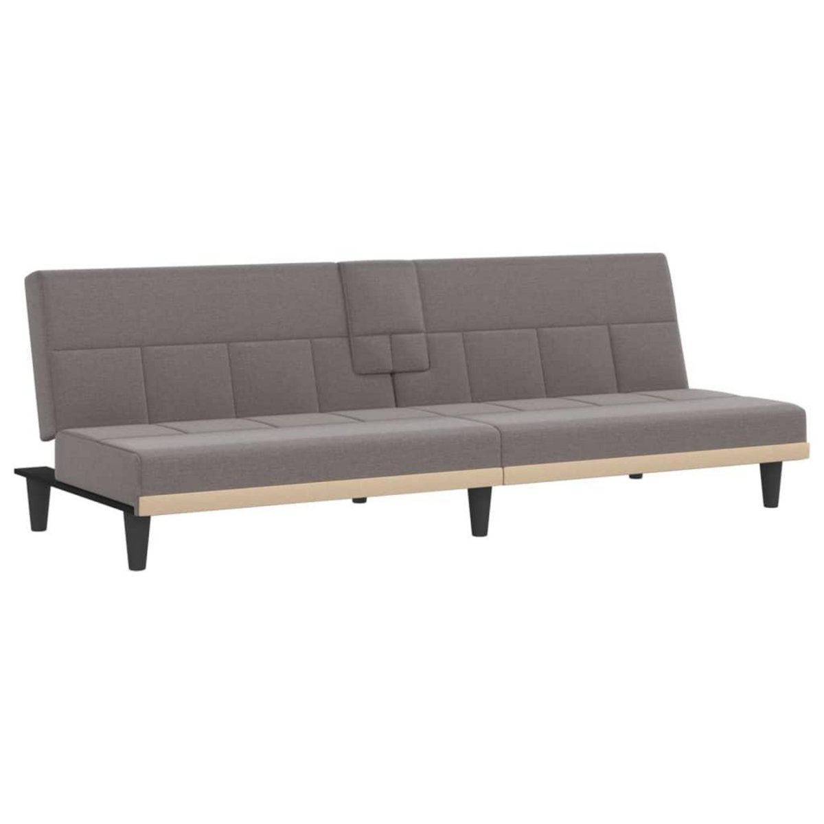 VIDAXL Canape-lit avec porte-gobelets taupe tissu