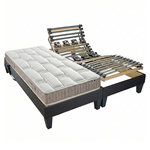 IDLITERIE Ensemble relaxation 100% latex 5 zones + sommier latte & Plot au niveau lombaire+Epaule 2x90 x 200