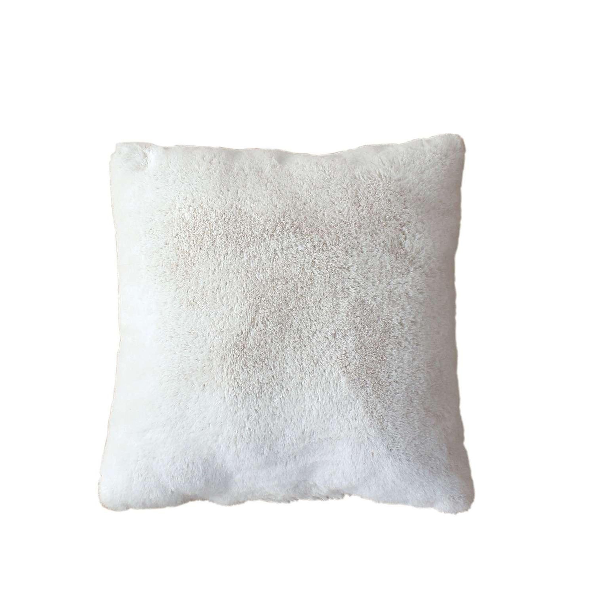 TOILINUX Coussin AZURA imitiation fourrure. Coloris disponibles : Blanc, Gris