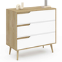 Voir la diapositive 1 : ID MARKET Commode 3 tiroirs HELSINKI 80 cm scandinave bois et blanc