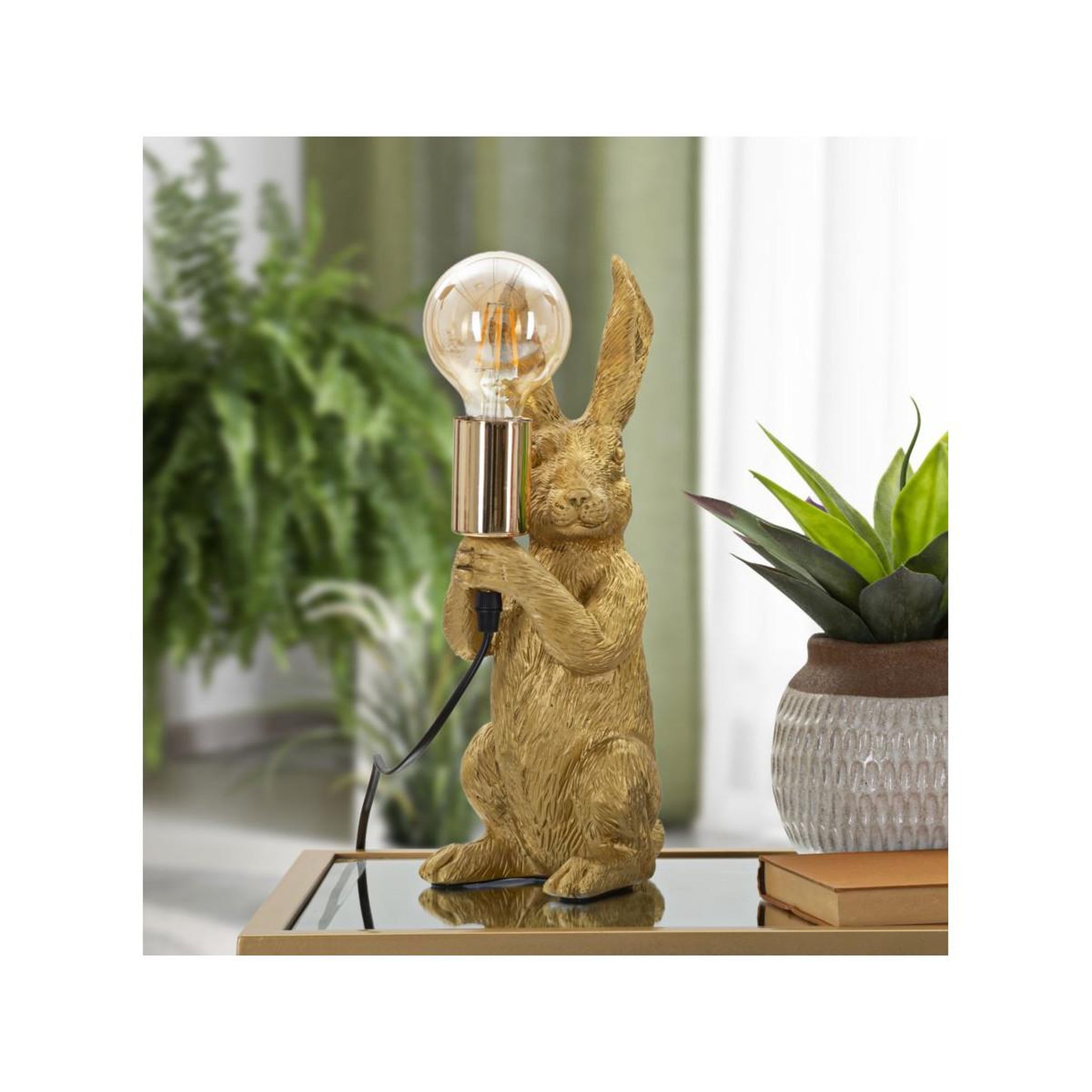 Voir la diapositive 5 : Paris Prix Lampe à poser en résine  rabbit  35cm or