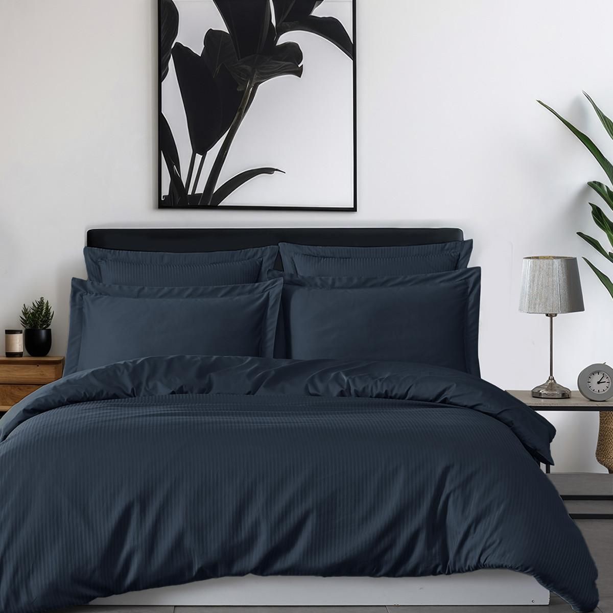 Sensei Maison Parure housse de couette rayée satin + 2 taies 50x70 cm VERSALUXE