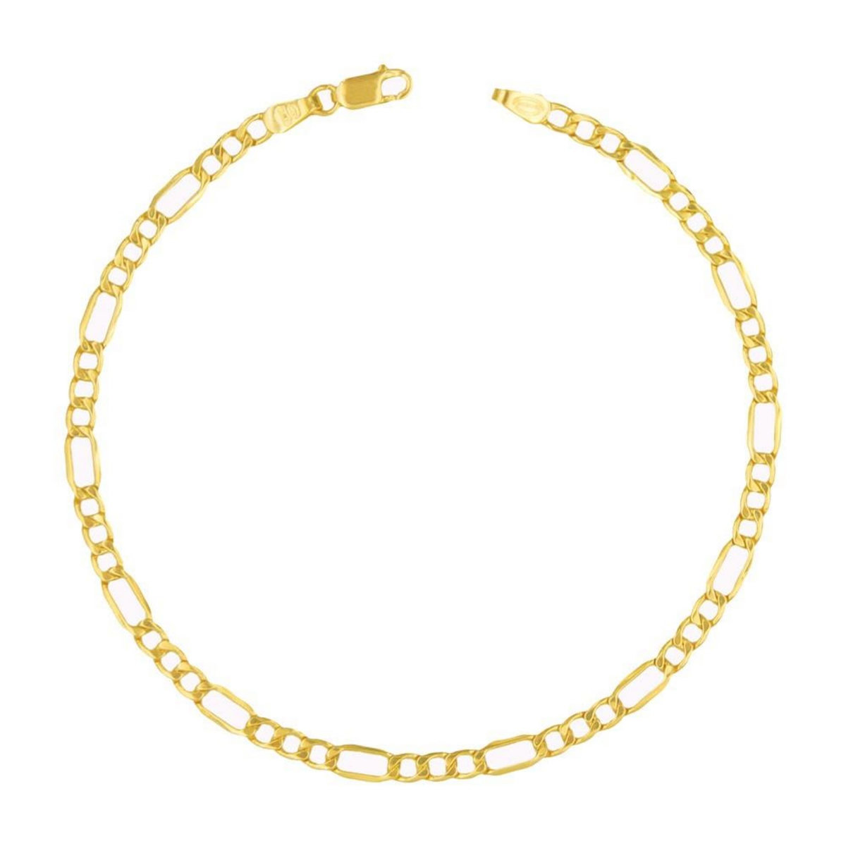 L'ATELIER D'AZUR Bracelet Or 18 Carats 750/000 Maille Figaro Alternée 1+3 Jaune Homme - 20cm