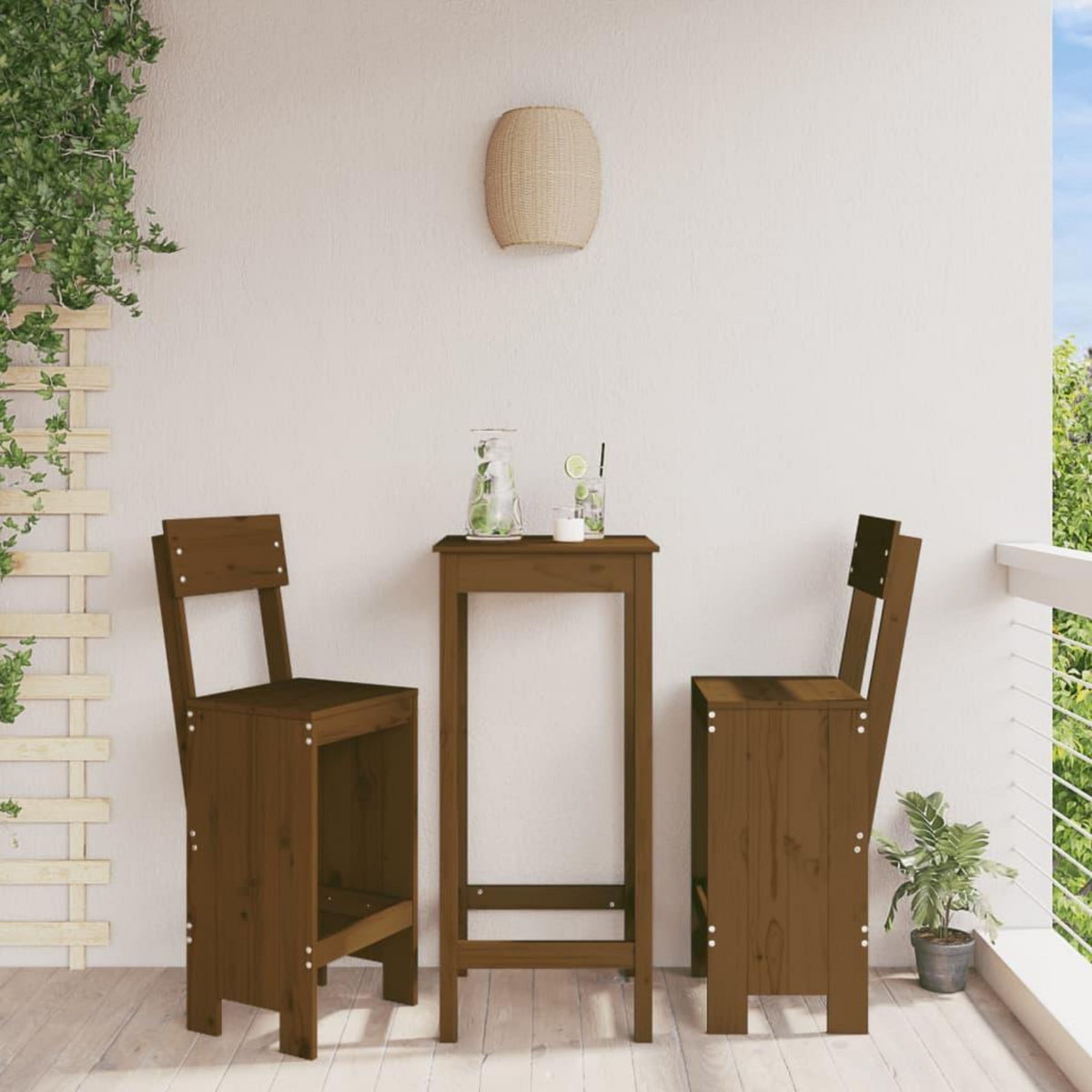 VIDAXL Tabourets lot de 2 marron miel 40x48,5x115,5 cm bois massif pin