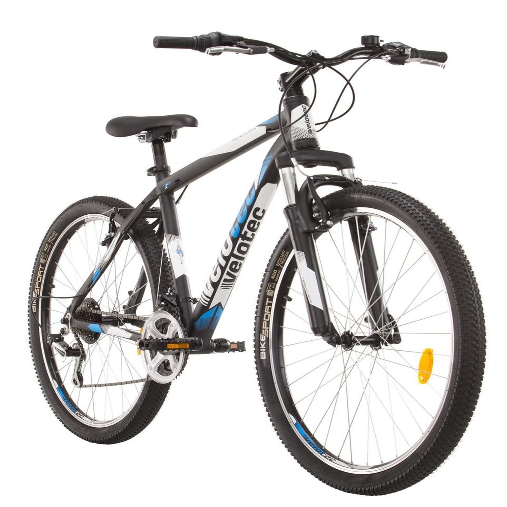 Voir la diapositive 4 : VTT 27.5'' Cadre Aluminium - Fourche Télescopique - 21 Vitesses avec équipement Shimano ( Dérailleurs, roue libre et poignées )