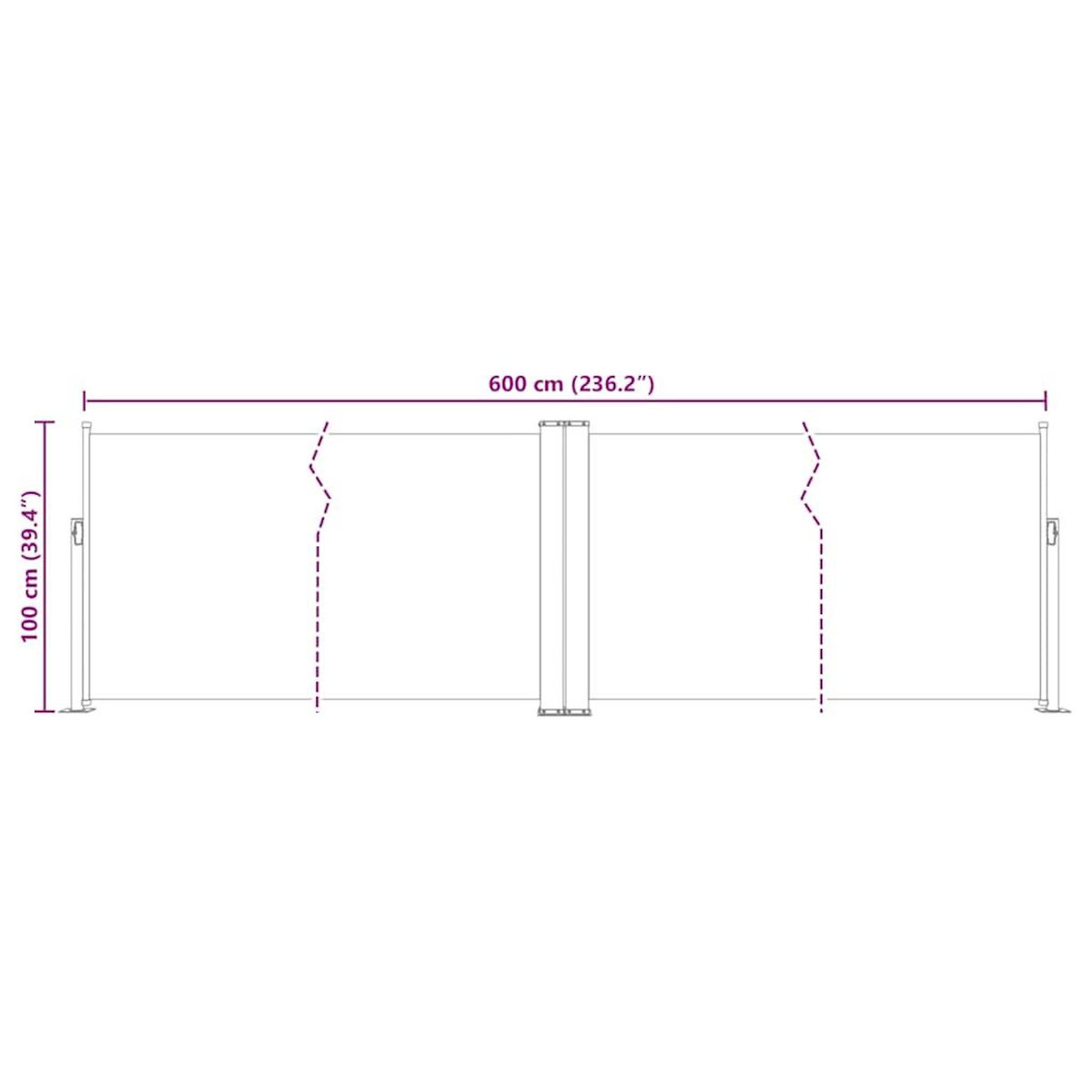 VIDAXL Auvent lateral retractable Bleu 100 x 600 cm