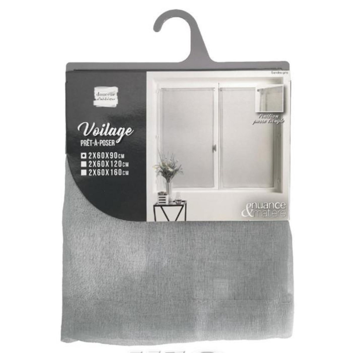 Paris Prix Paire de Voilages  Sandra  60x90cm Gris