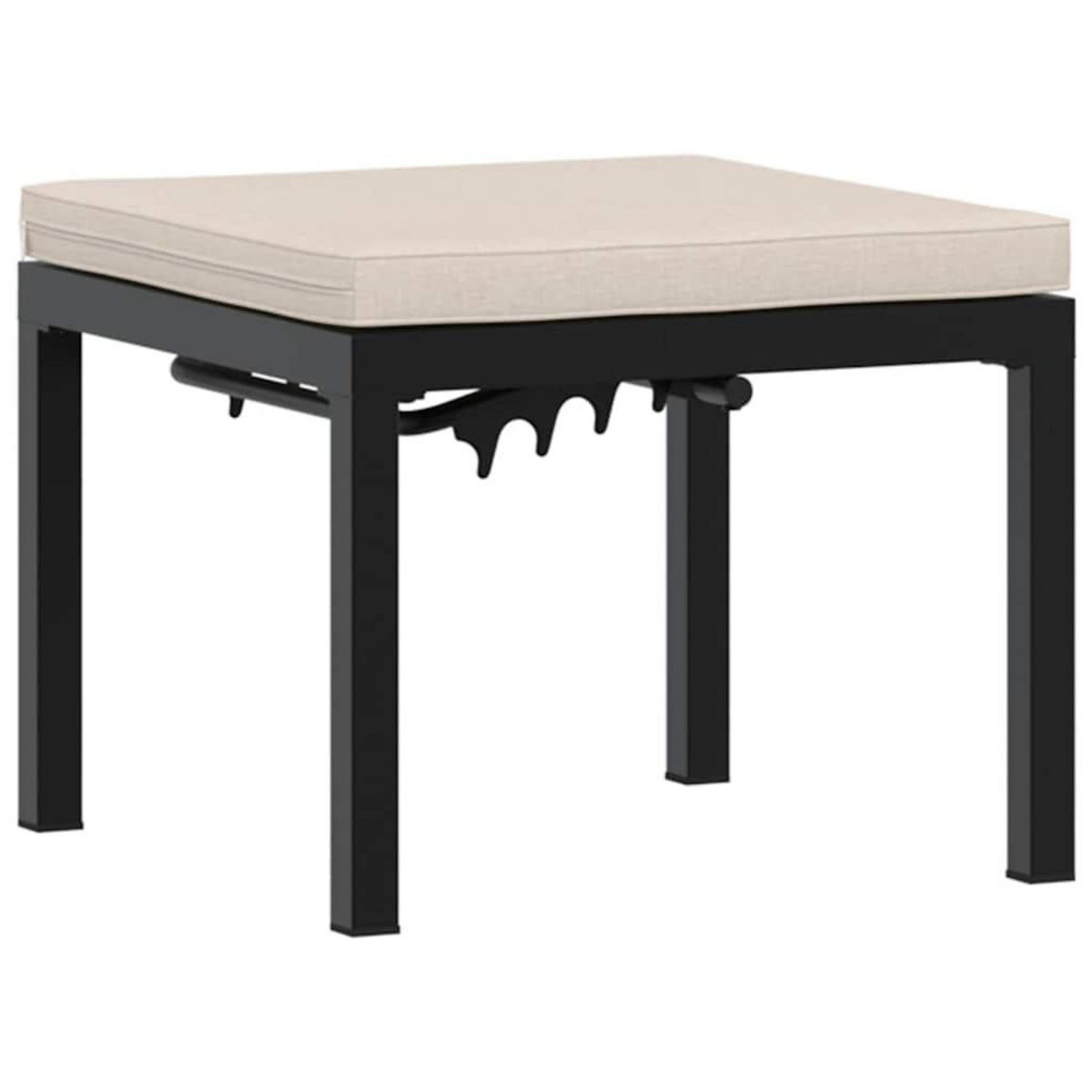 VIDAXL Tabouret de jardin avec coussin noir acier enduit de poudre