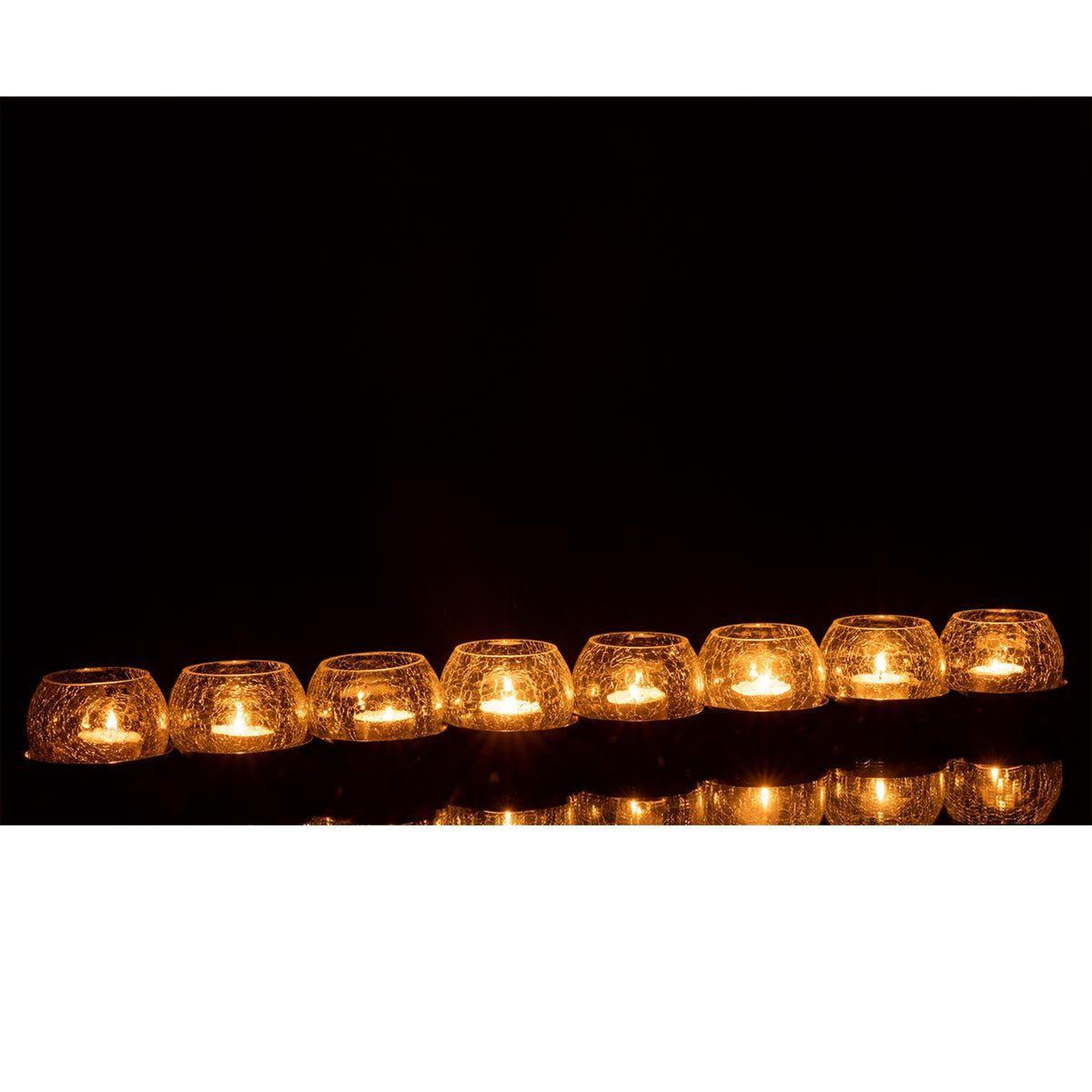 Voir la diapositive 3 : J-LINE Photophore verre craquelé  8 boules  71cm argent
