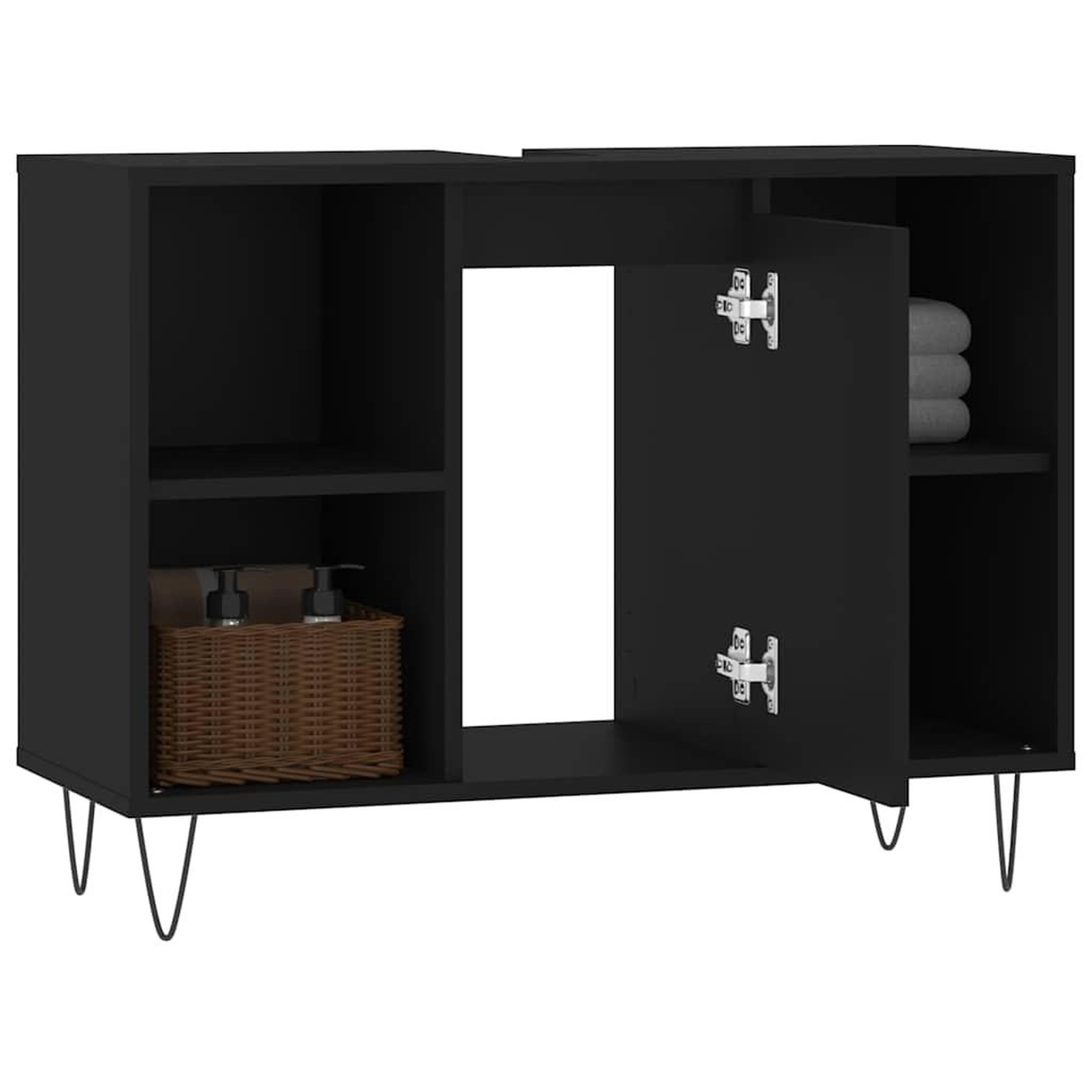 Voir la diapositive 4 : VIDAXL Armoire de salle de bain noir 80x33x60 cm bois d'ingenierie