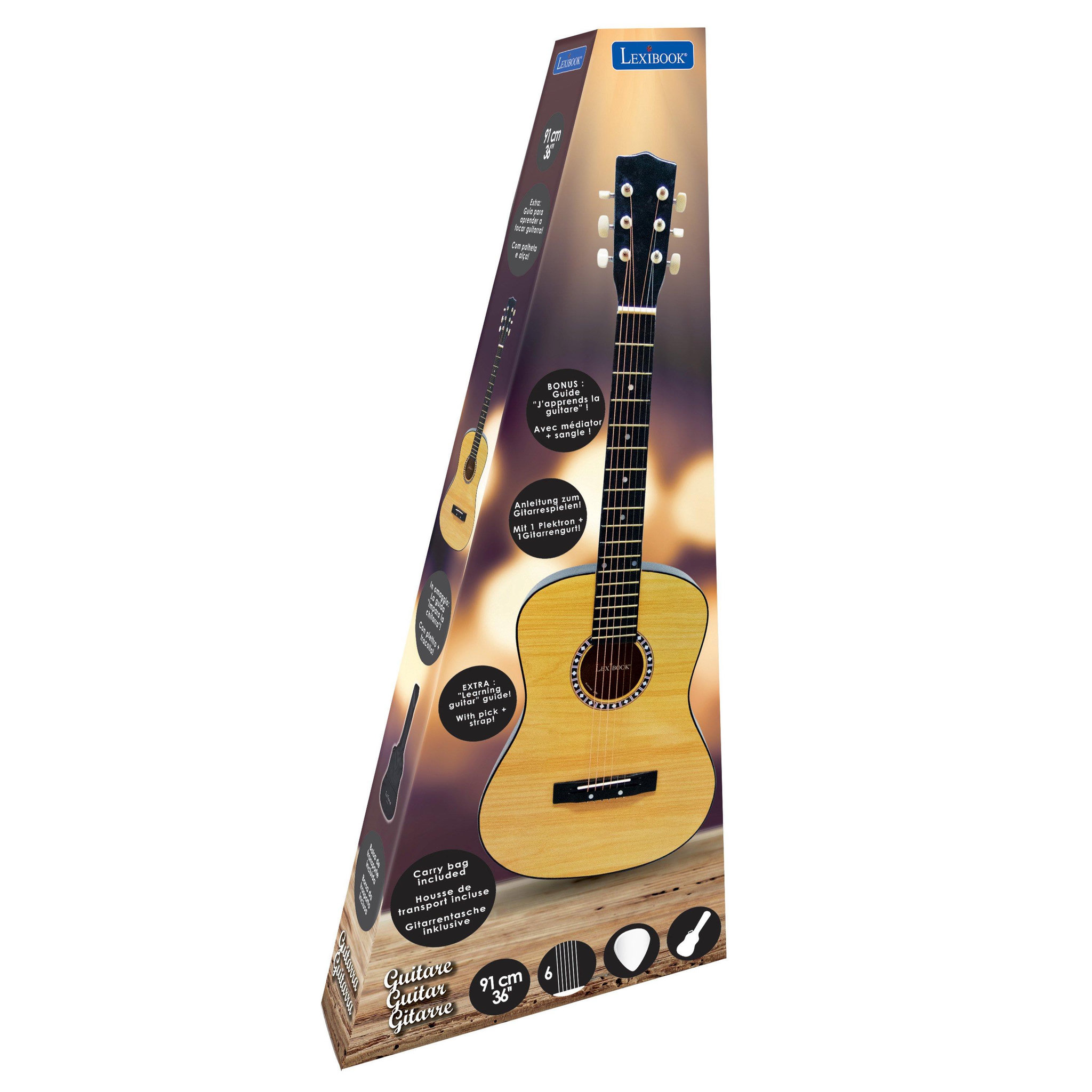 Voir la diapositive 5 : Lexibook Guitare Acoustique en bois avec housse de transport