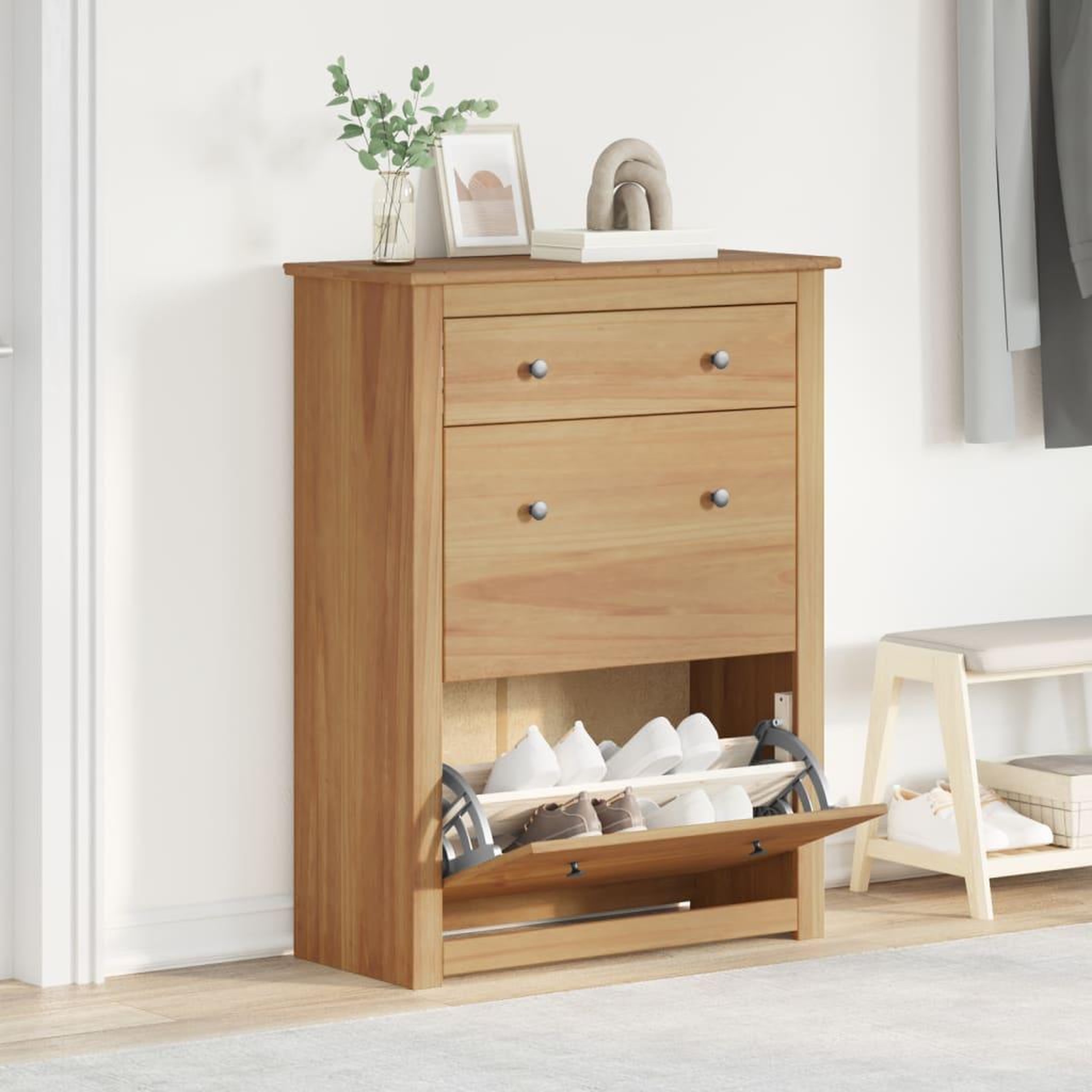 Voir la diapositive 3 : VIDAXL Armoire a chaussures Panama 80x35x105 cm bois de pin massif