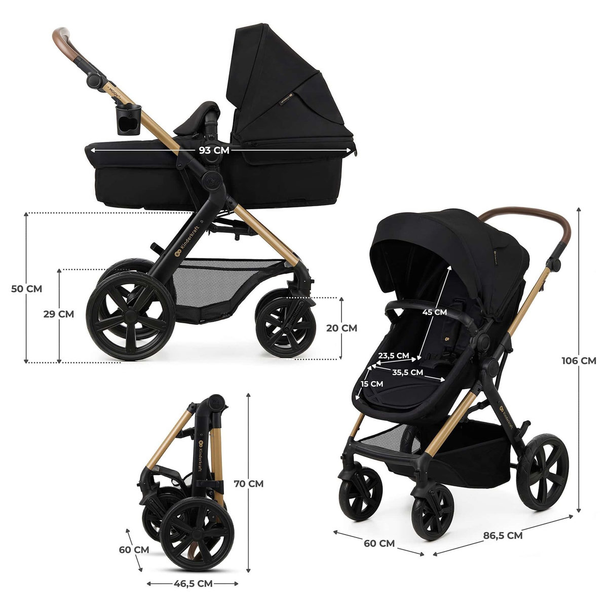 KINDERKRAFT Poussette 4en1 moov 2 pratique et confortable