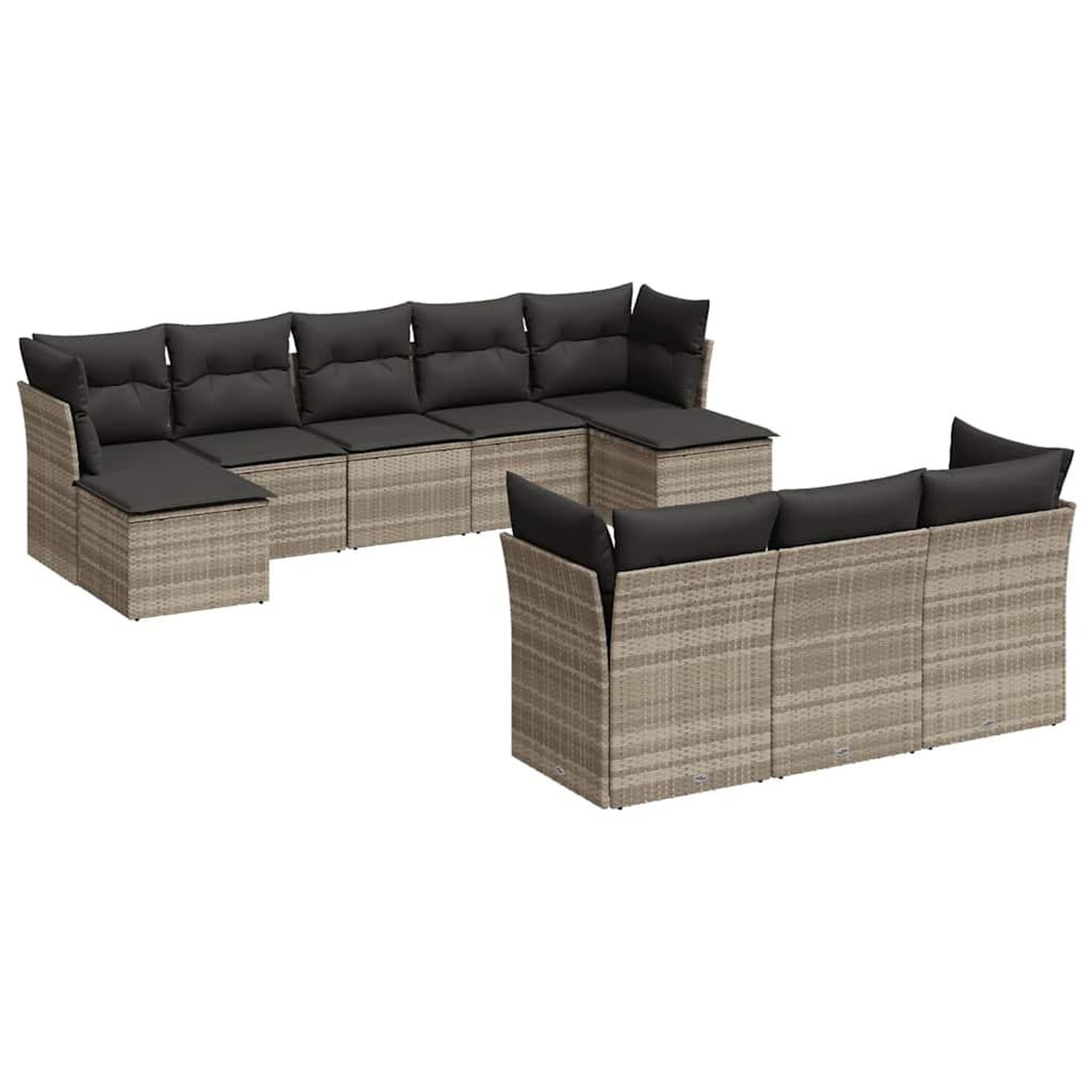 Voir la diapositive 2 : VIDAXL Salon de jardin avec coussins 10 pcs gris clair resine tressee
