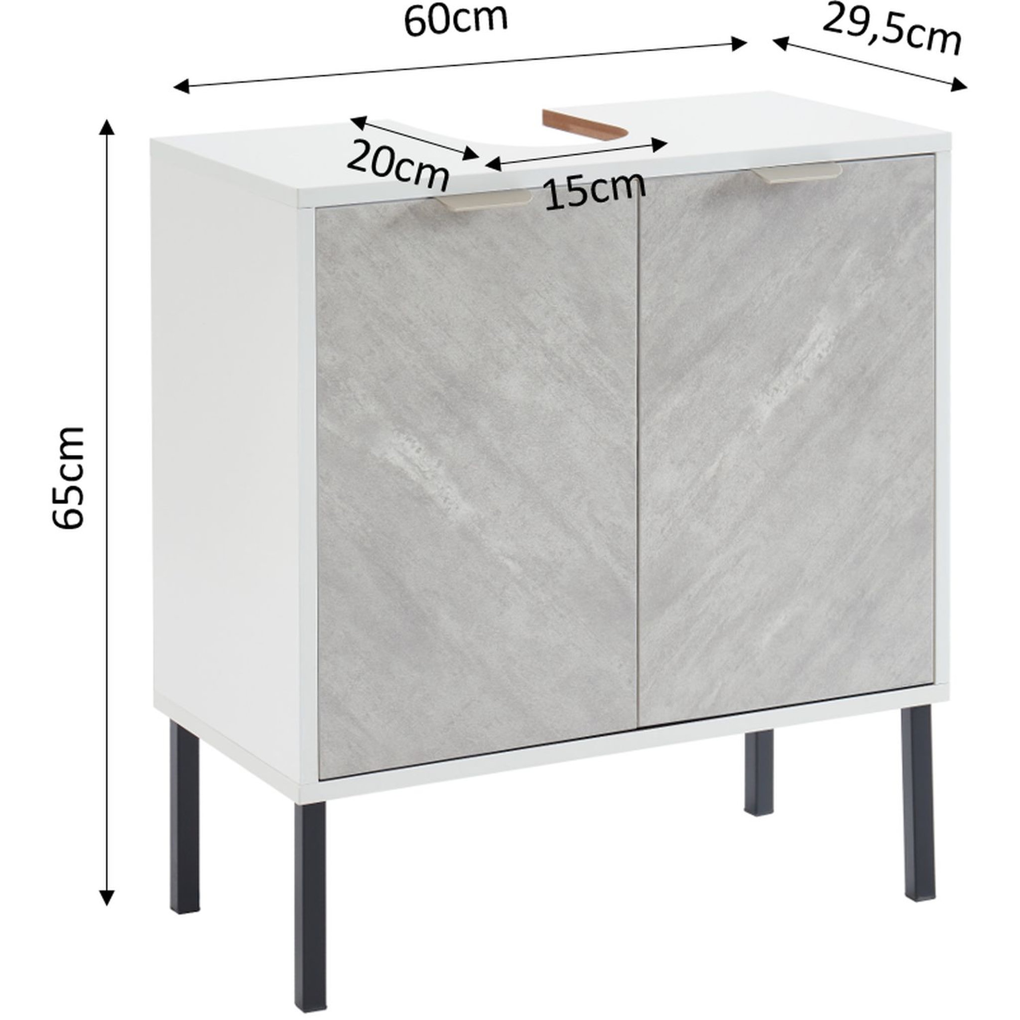 Voir la diapositive 8 : Meuble  de salle de bain sous-vasque 2 portes L60cm ALBUFEIRA