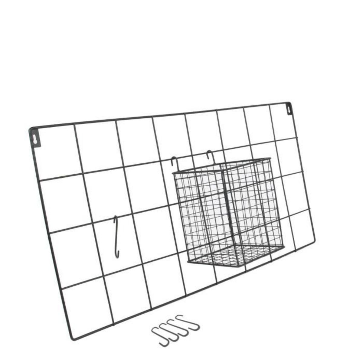 Paris Prix Support Mural 5 Crochets Design  Filaire  60cm Noir