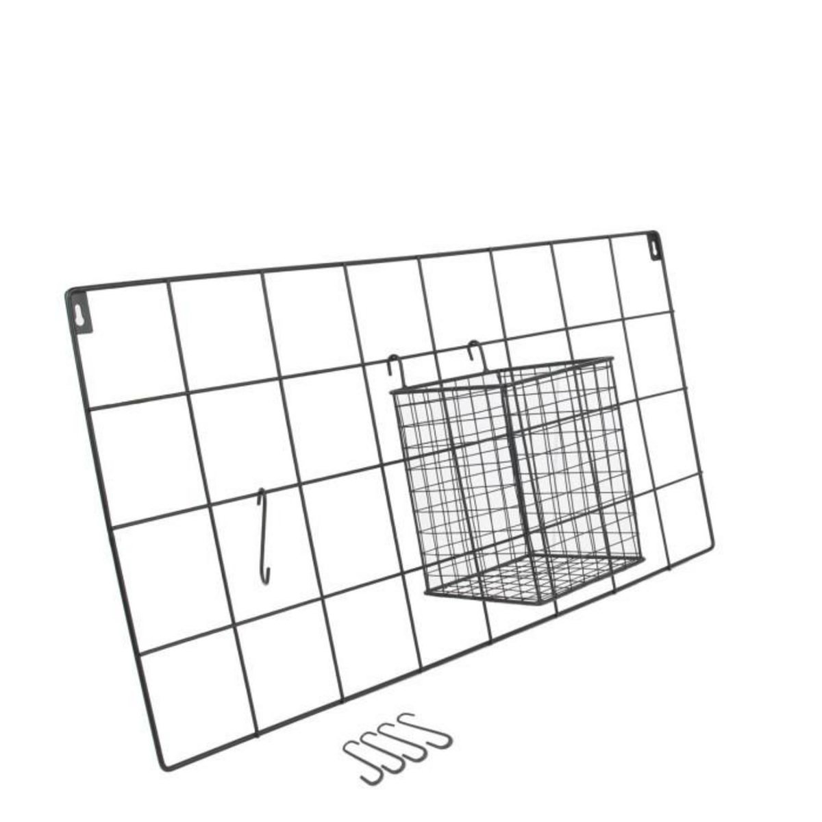 Paris Prix Support Mural 5 Crochets Design  Filaire  60cm Noir