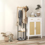 Voir la diapositive 3 : HOMCOM Portant pour vêtements en bambou, Porte-manteau en Bois avec tringle, étagères, patère, 4 barres latérales dim. 46L x 28,5l x 153,5H cm