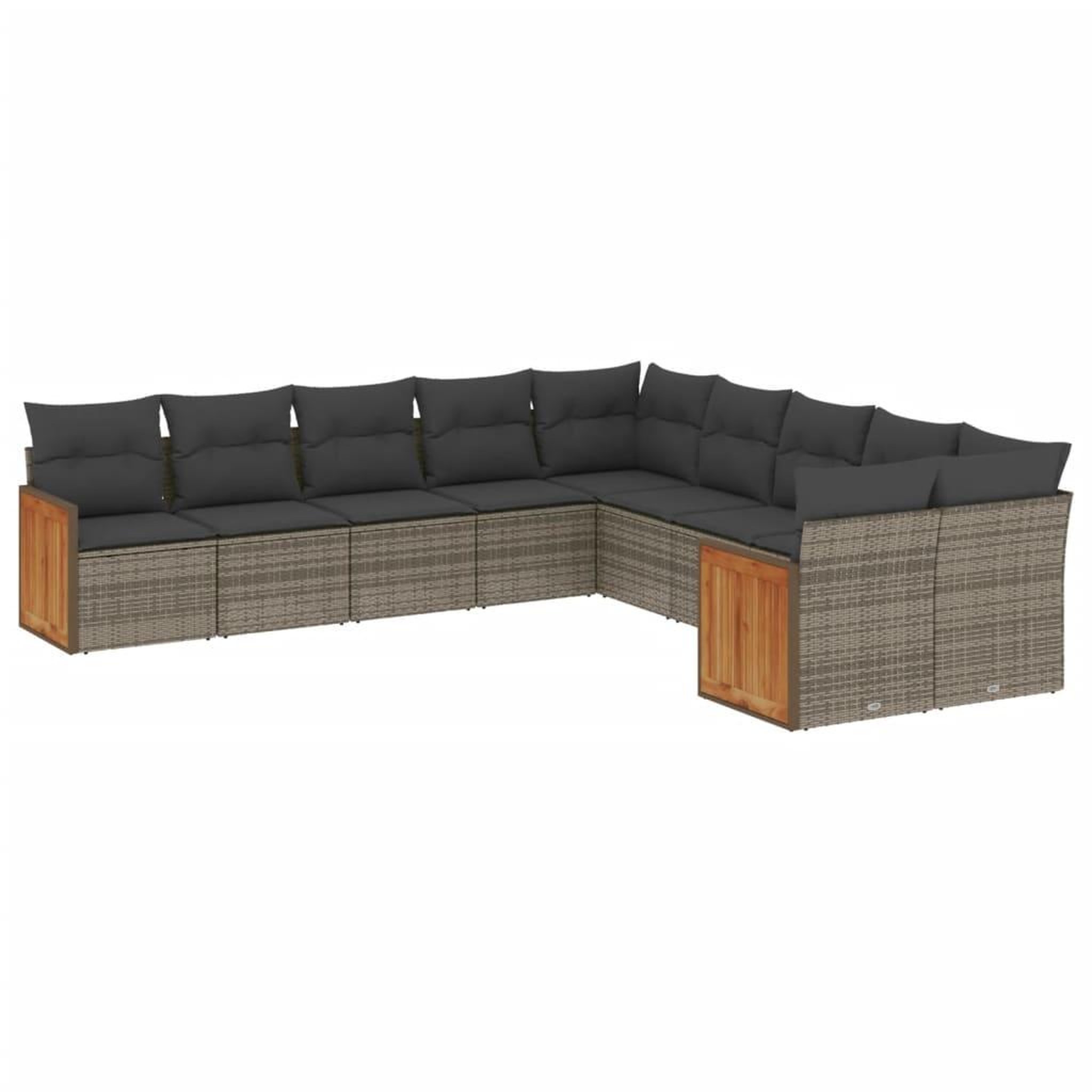 Voir la diapositive 2 : VIDAXL Salon de jardin avec coussins 10 pcs gris resine tressee