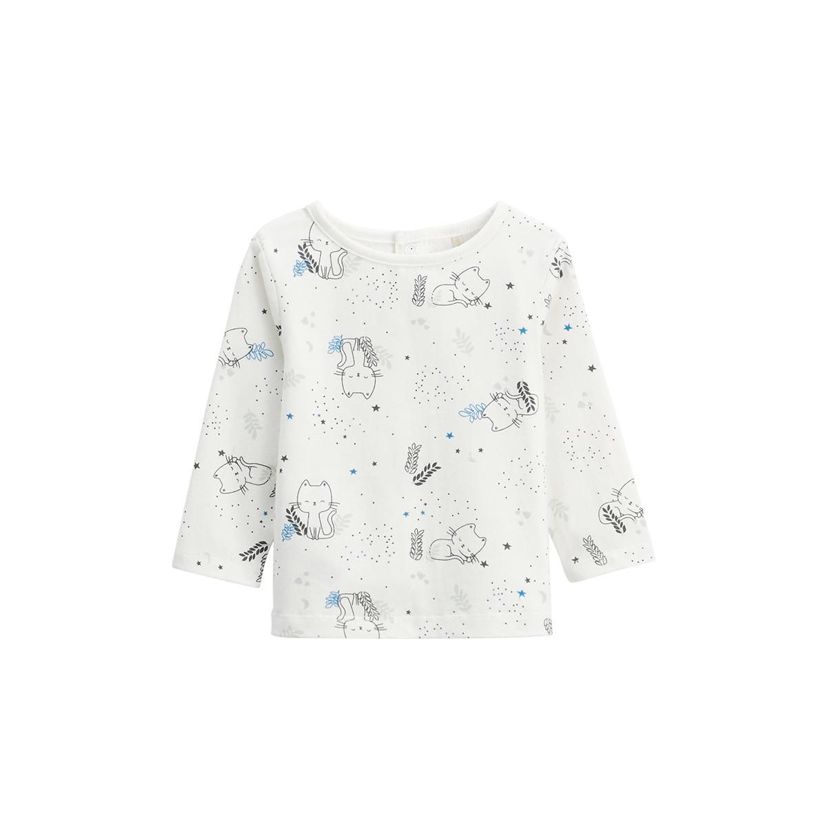 Petit Béguin Ensemble salopette bébé en molleton et t-shirt Chatmallow