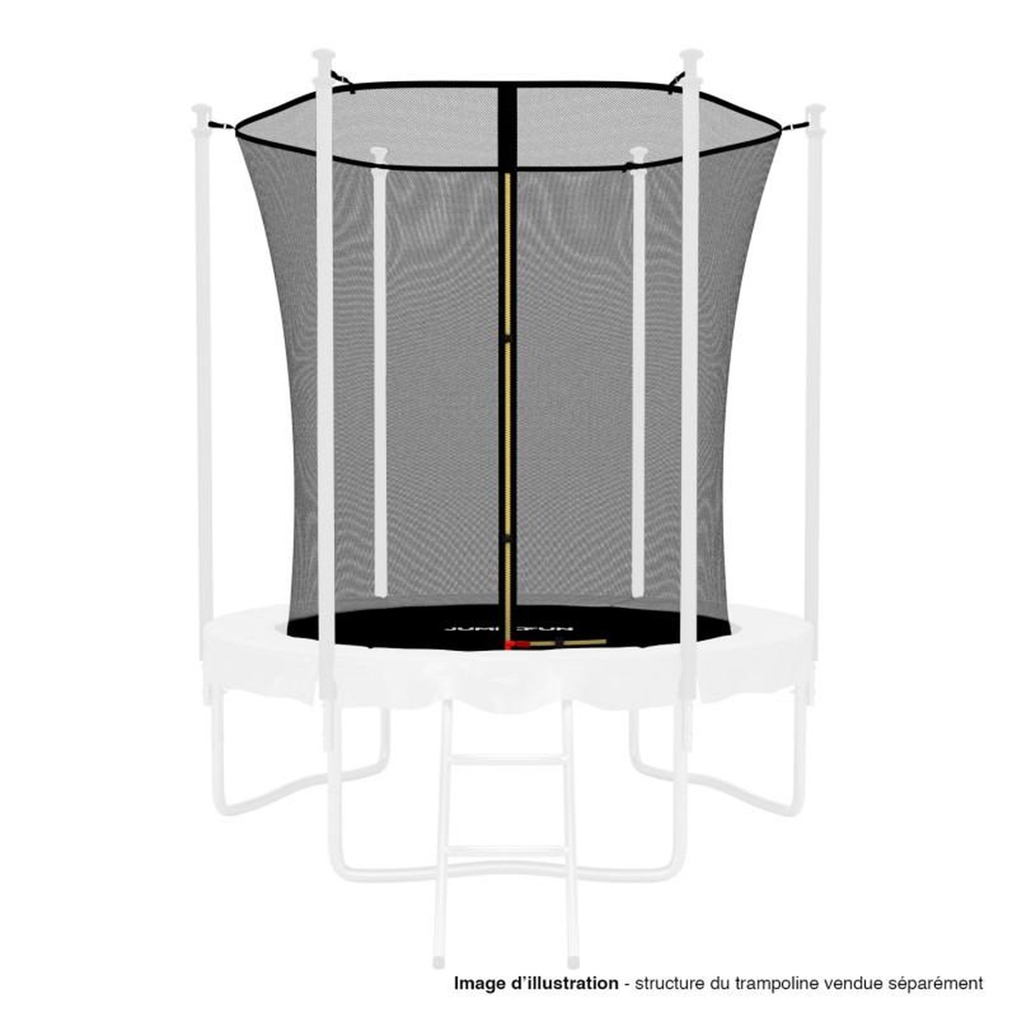 JUMP4FUN Filet intérieur de sécurité pour trampoline avec bouchons hauts de perches et ficelle : ø 6Ft/ 185 cm, 6 Perches