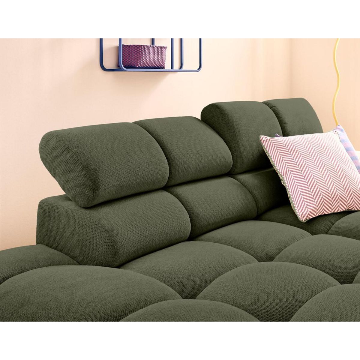 LISA DESIGN Matera - canapé d'angle gauche 3 places avec têtières réglables en tissu texturé