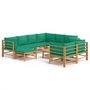 Voir la diapositive 2 : VIDAXL Salon de jardin 10 pcs avec coussins vert bambou