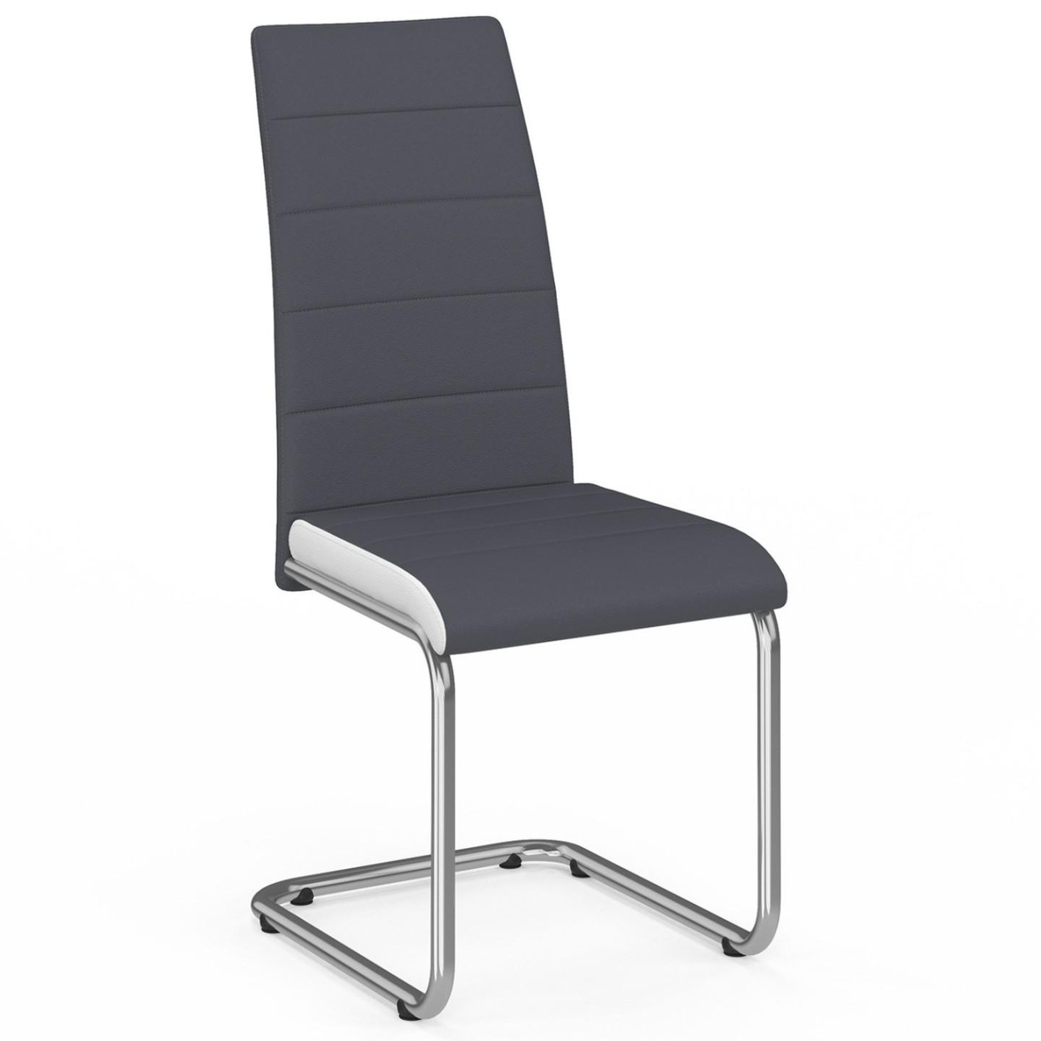 Voir la diapositive 3 : ID MARKET Lot de 4 chaises mia grises liseré blanc pour salle à manger