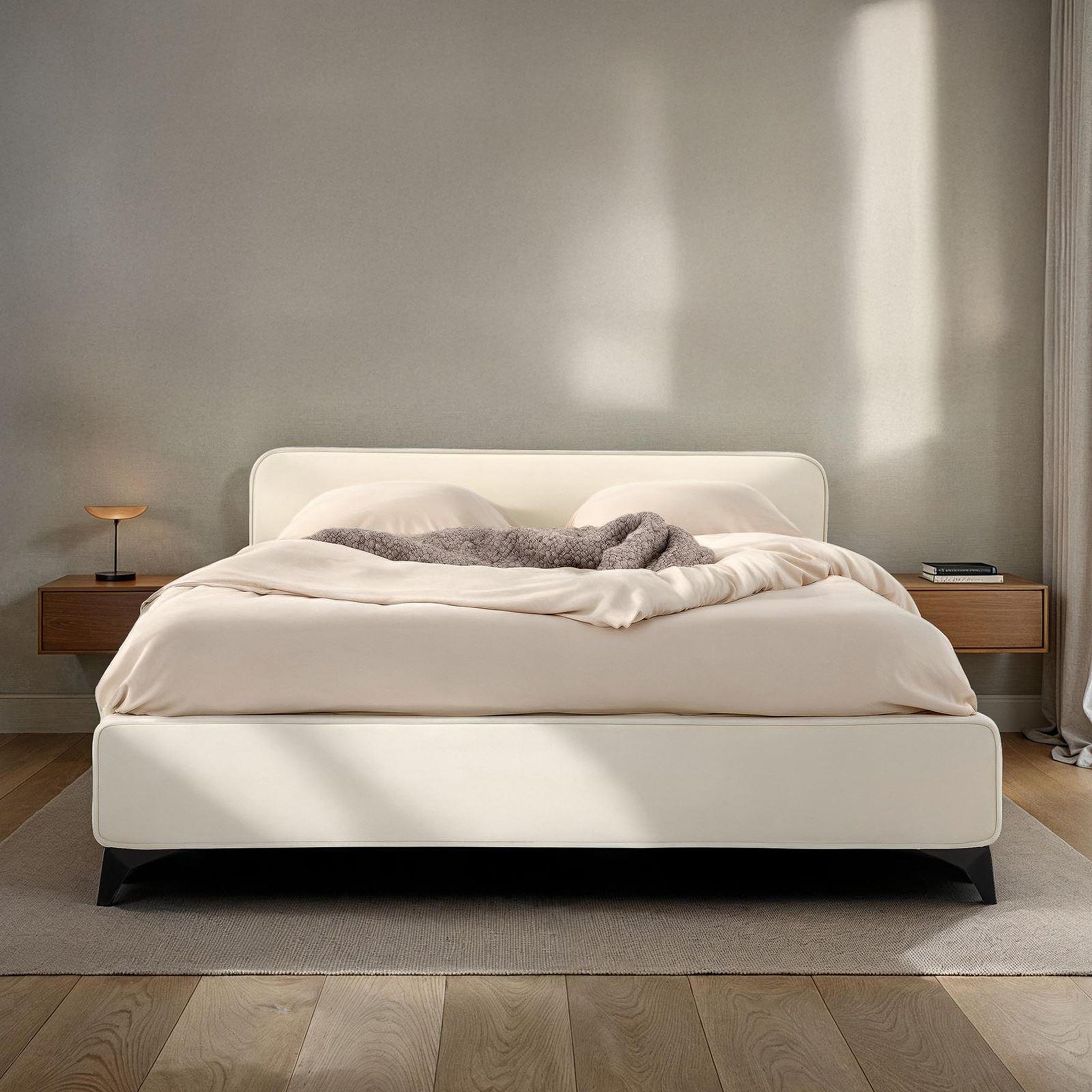 Voir la diapositive 2 : IDIMEX Lit double RAVELLO 140 x 190 cm, revêtement en tissu