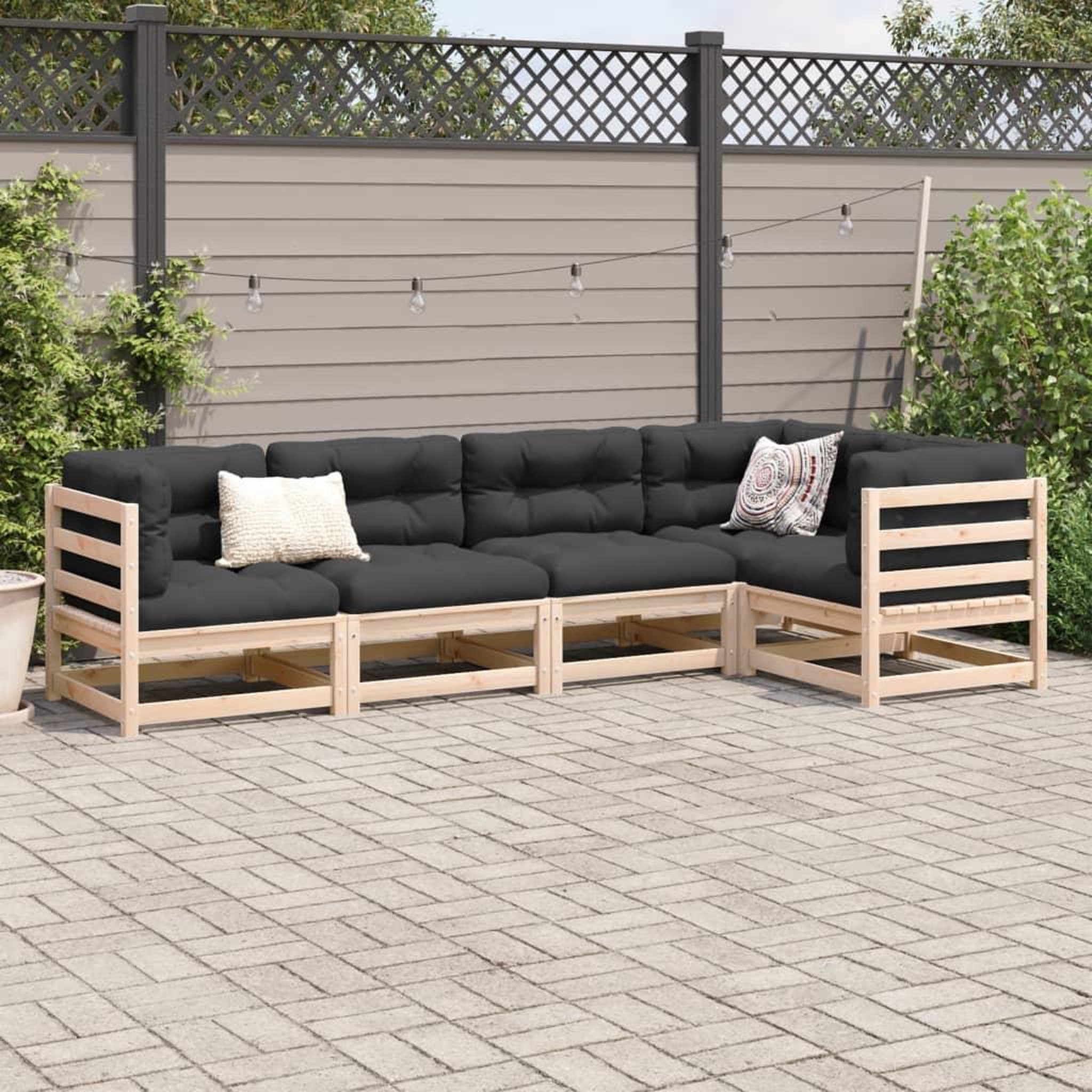 Voir la diapositive 3 : VIDAXL Salon de jardin 5 pcs bois de pin massif