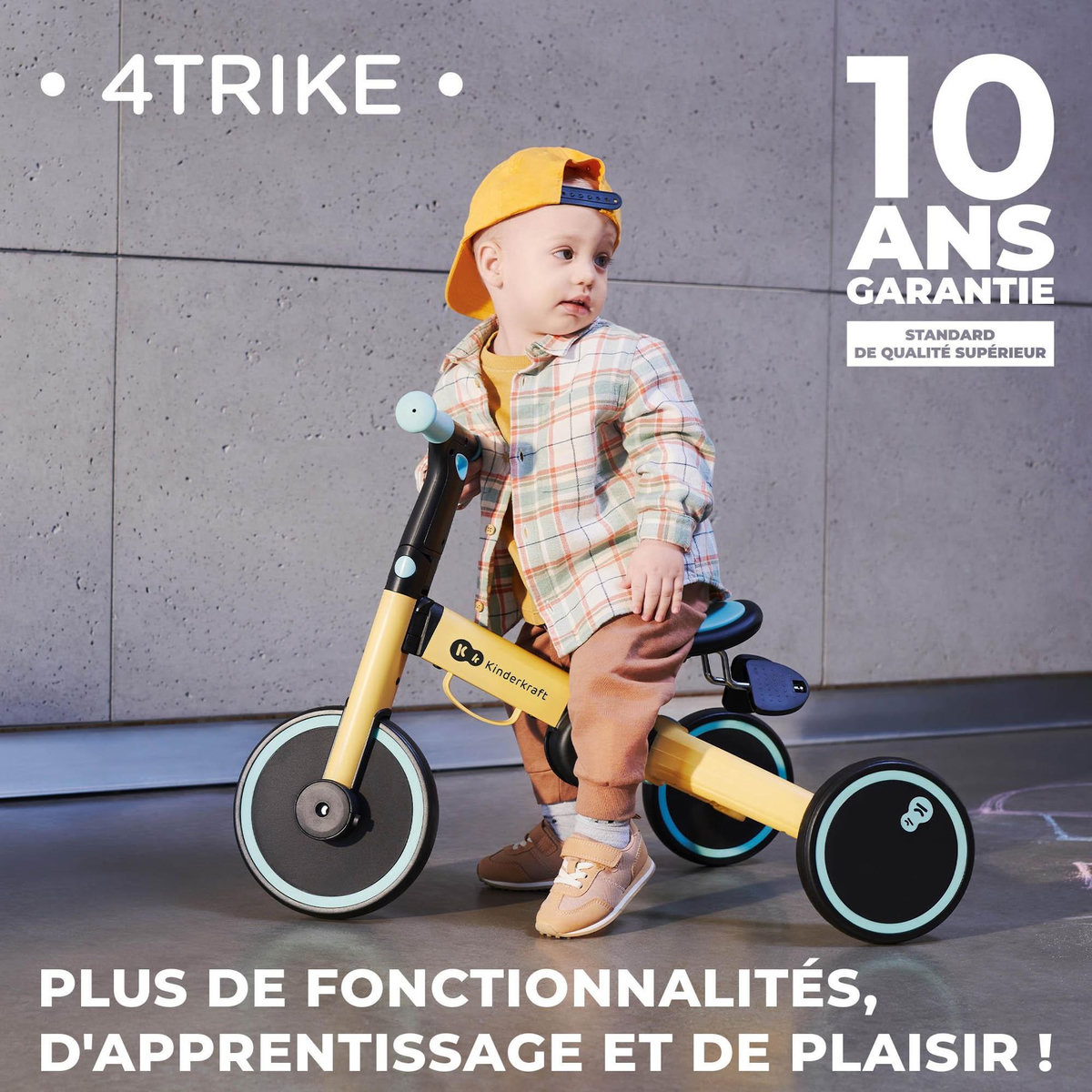 KINDERKRAFT Tricycle évolutif pliable 3 en 1 avec fonction draisienne