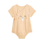 Petit Béguin Barboteuse bébé en gaze de coton ouverture croisée Noisette. Coloris disponibles : Orange